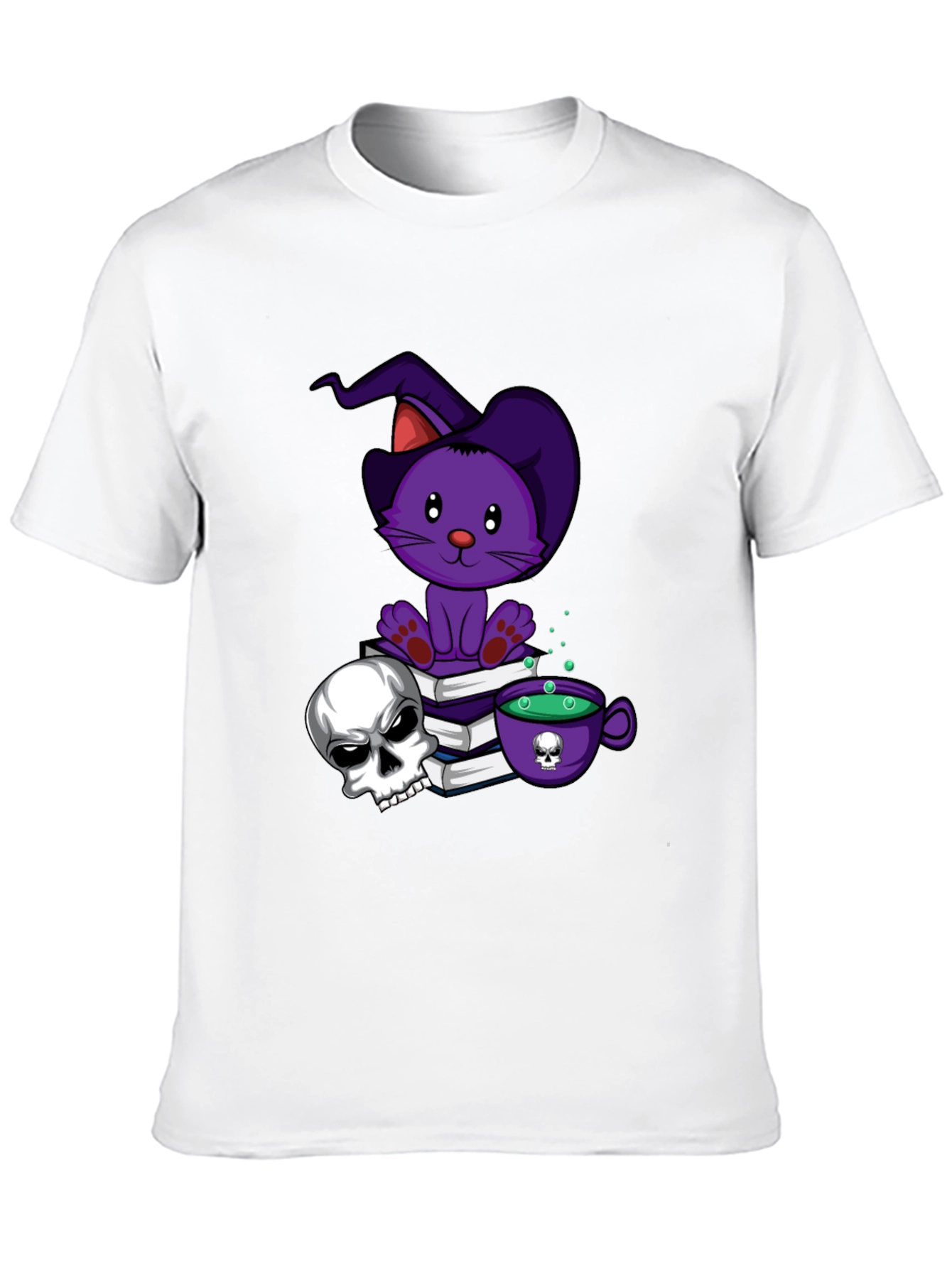Spooky Cat T-Shirt: Witch Cat Skull & Potion
