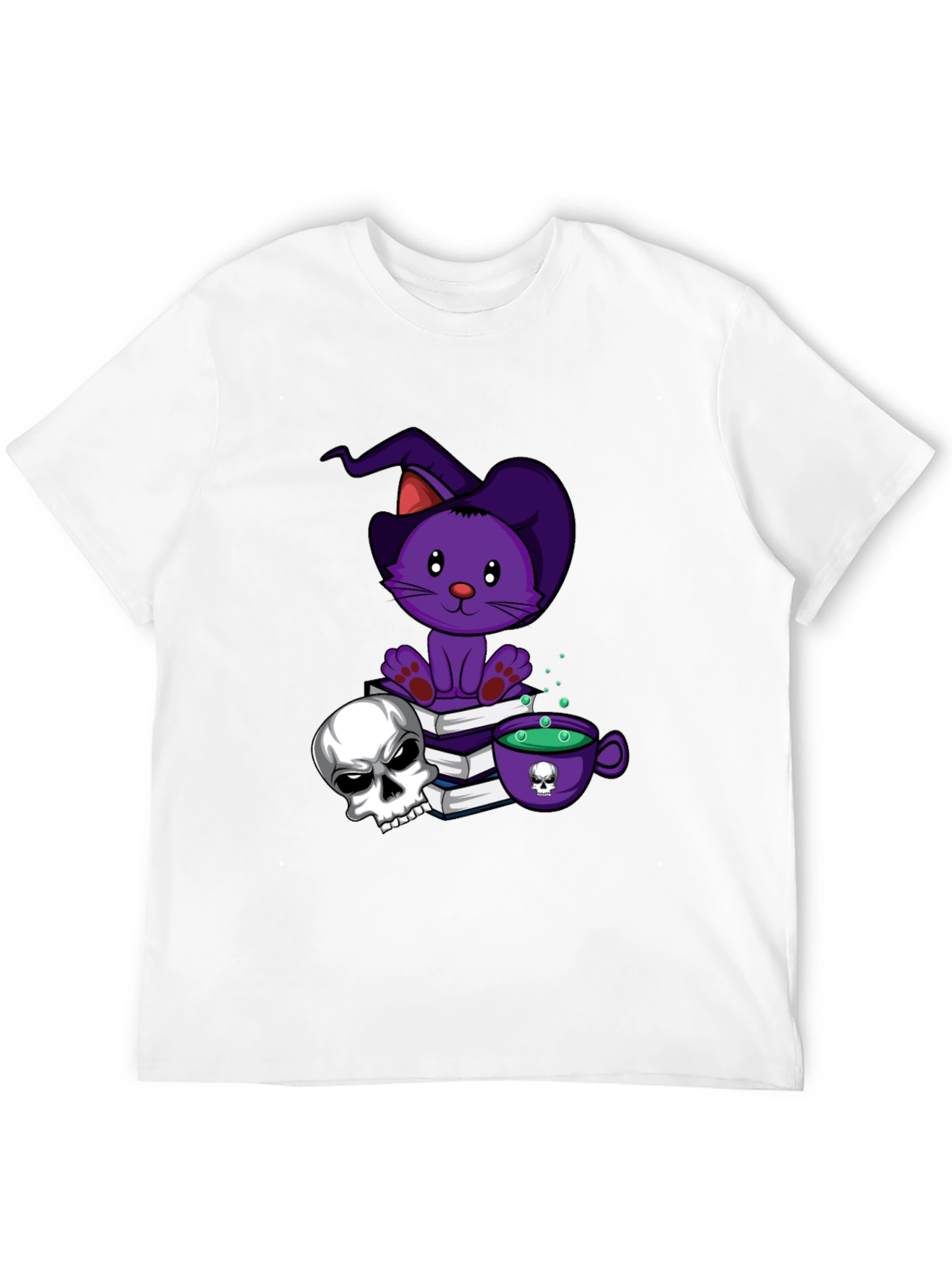 Spooky Cat T-Shirt: Witch Cat Skull & Potion