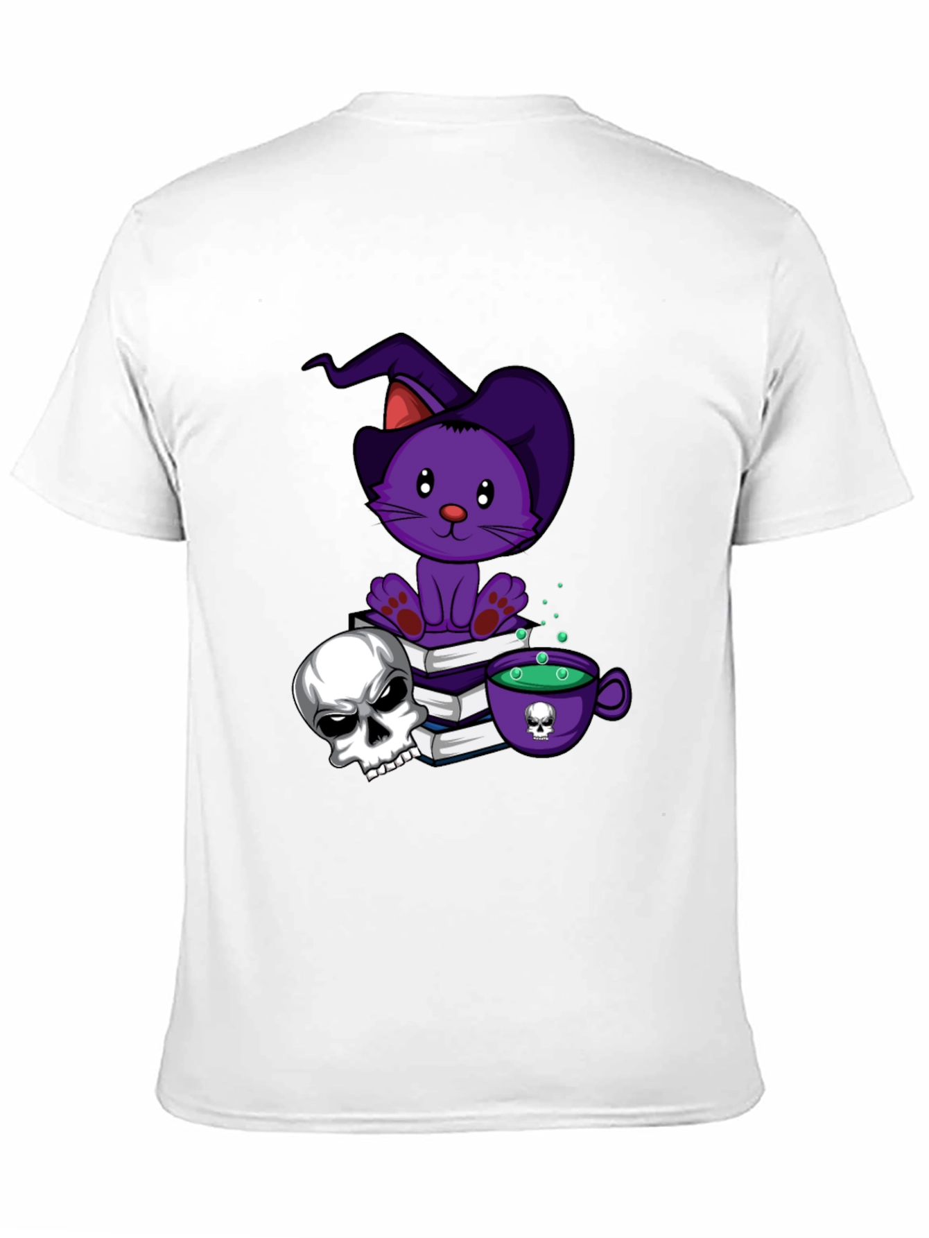 Spooky Cat T-Shirt: Witch Cat Skull & Potion