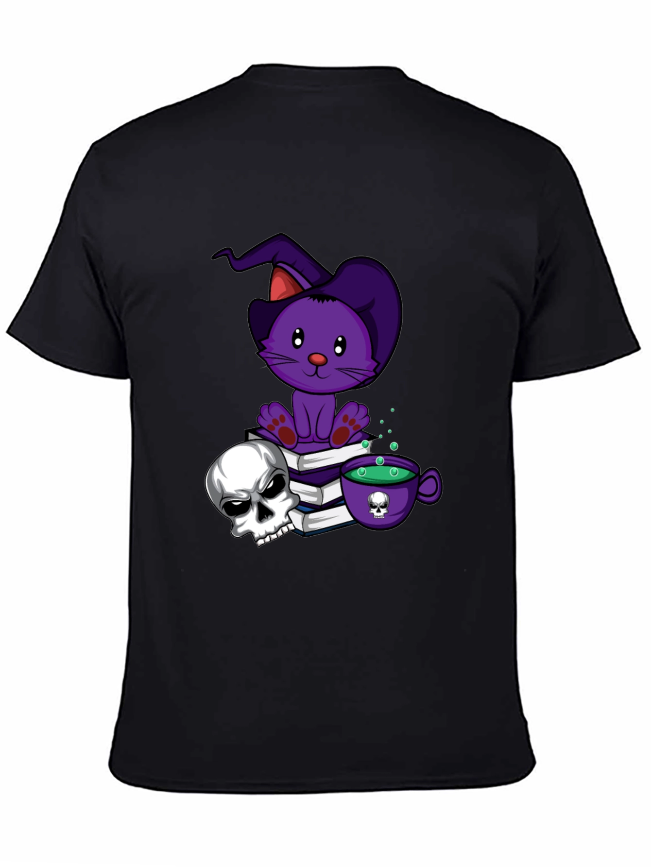 Spooky Cat T-Shirt: Witch Cat Skull & Potion