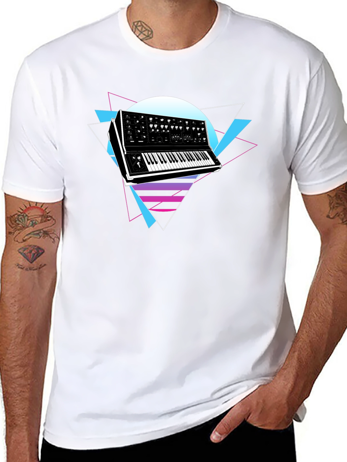 Retro Synthwave Keyboard Graphic T-Shirt