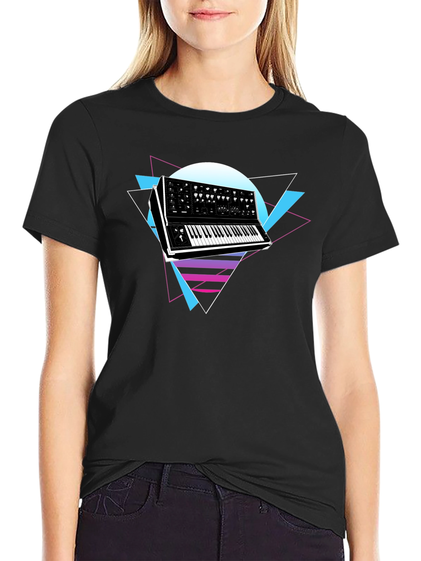 Retro Synthwave Keyboard Graphic T-Shirt