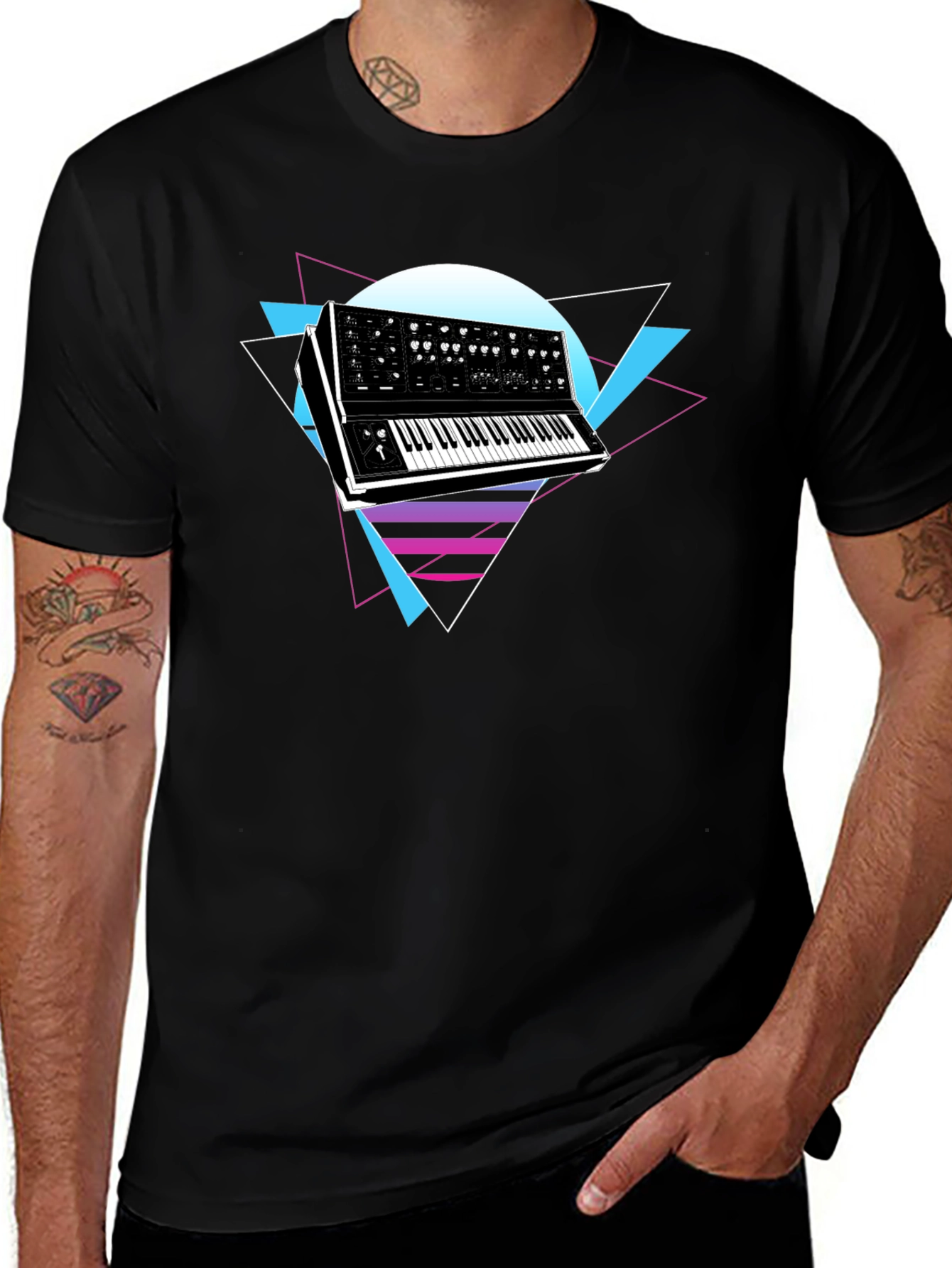 Retro Synthwave Keyboard Graphic T-Shirt