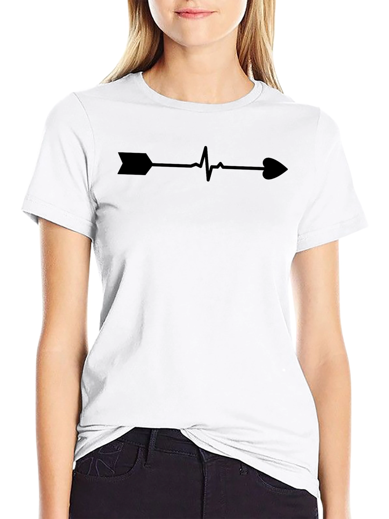 Heartbeat Arrow Graphic Tee - Trendy Casual Shirt