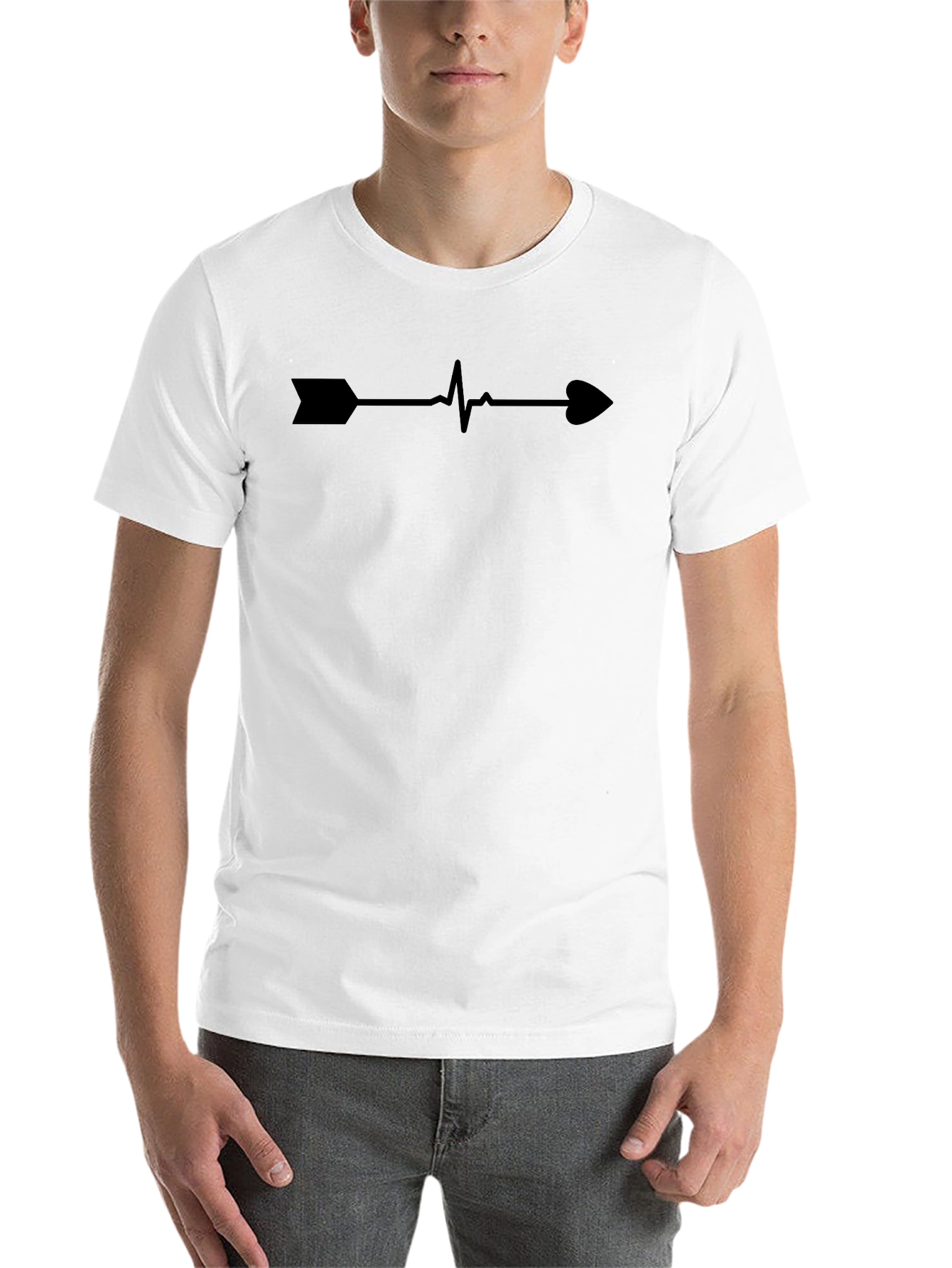 Heartbeat Arrow Graphic Tee - Trendy Casual Shirt