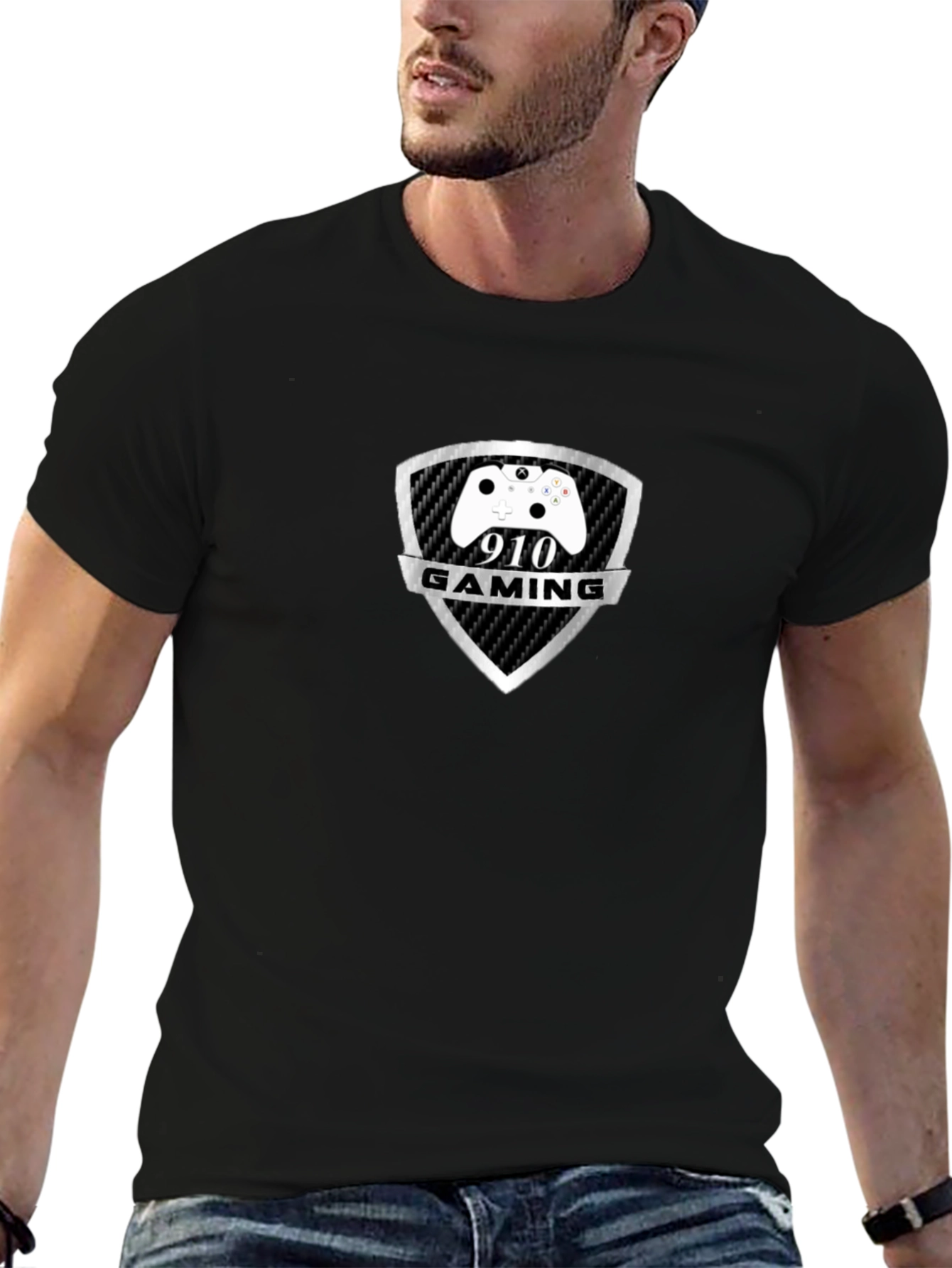 910 Gaming T-Shirt - Black Cotton Gamer Tee