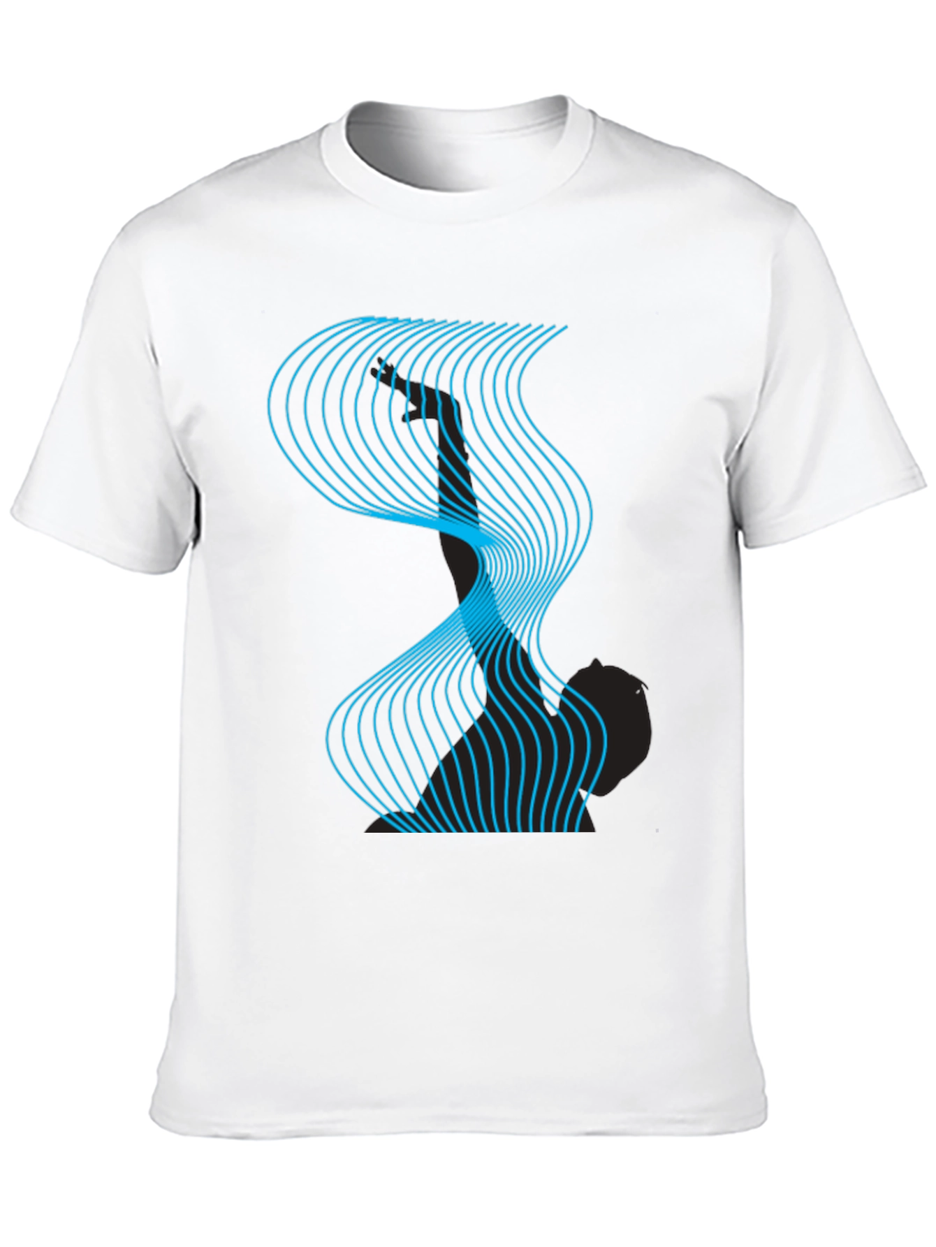 Abstract Wave Graphic Tee - Modern Design Black T-Shirt
