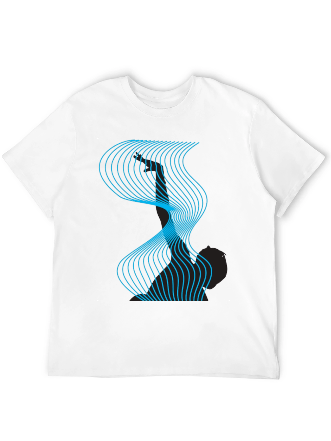 Abstract Wave Graphic Tee - Modern Design Black T-Shirt