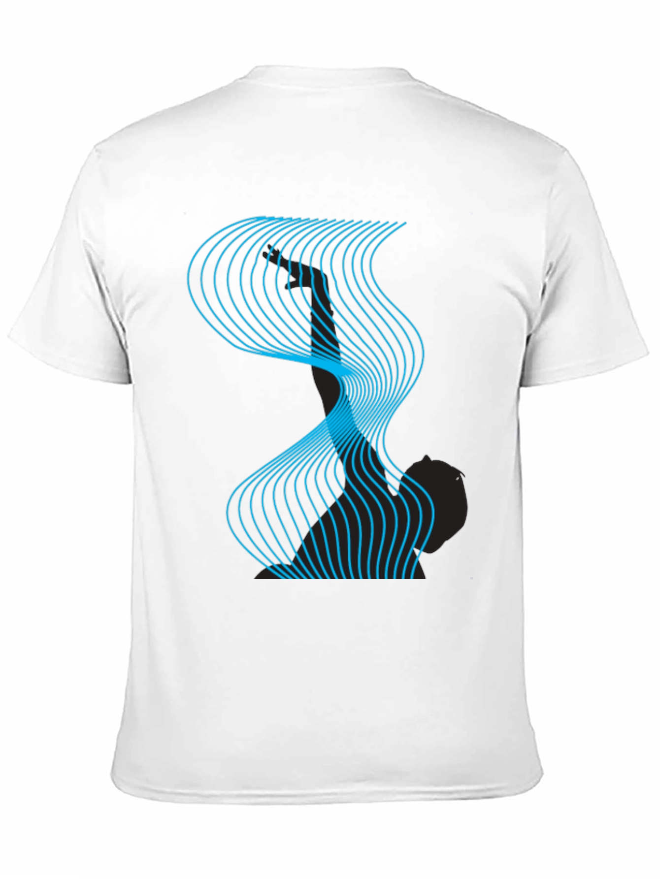Abstract Wave Graphic Tee - Modern Design Black T-Shirt