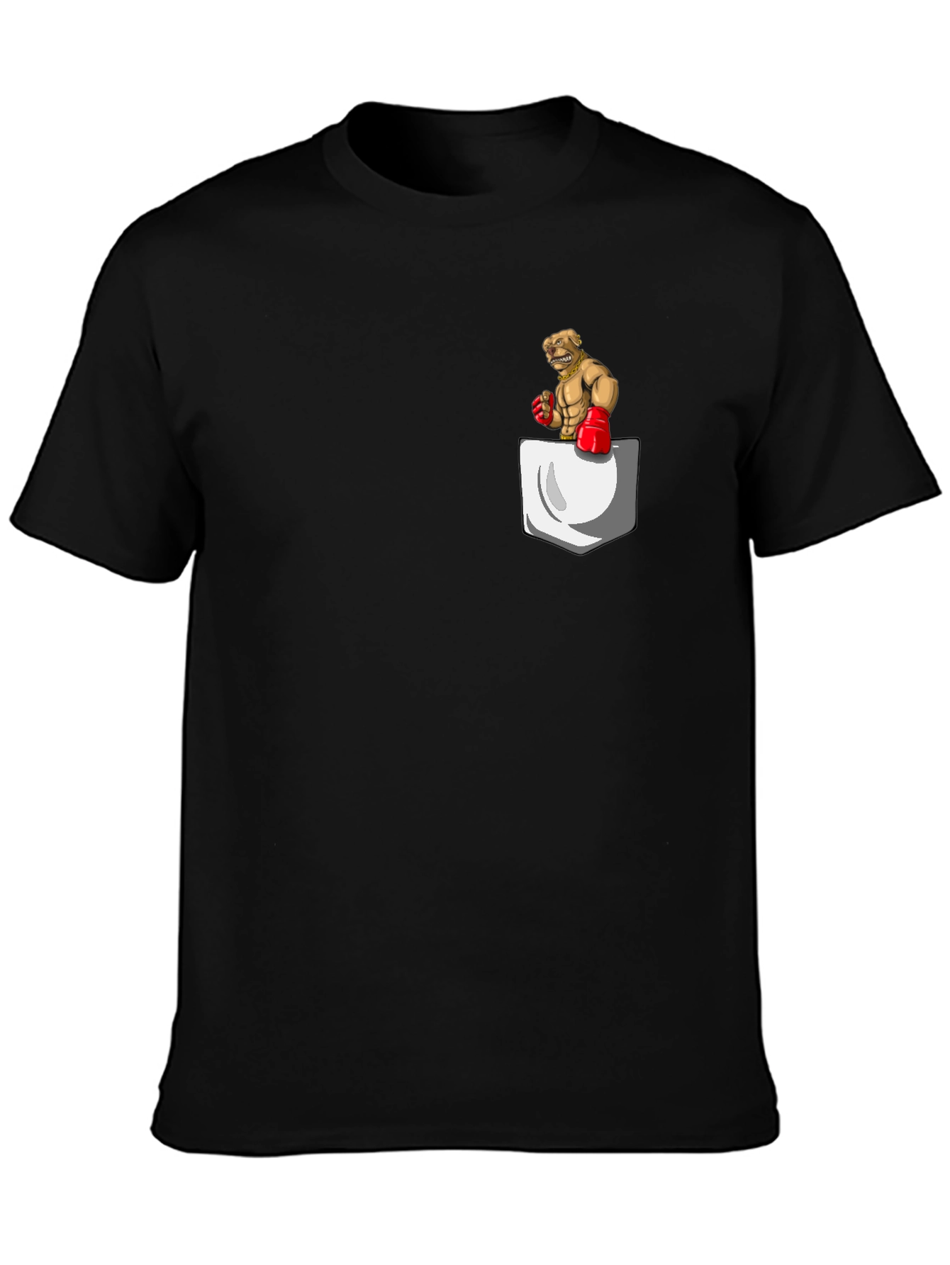 Boxer Dog Pocket Graphic Tee - Black
