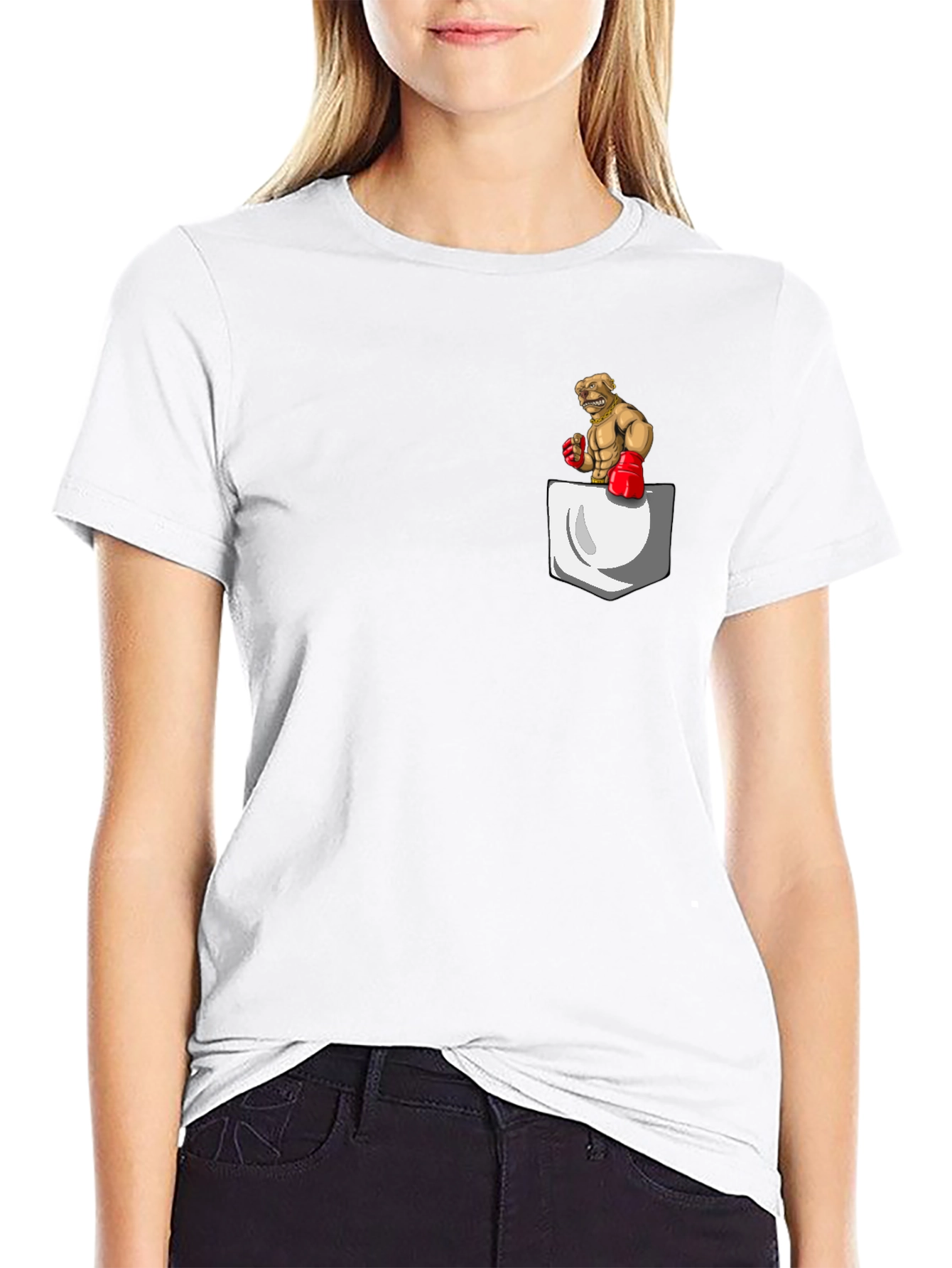 Boxer Dog Pocket Graphic Tee - Black