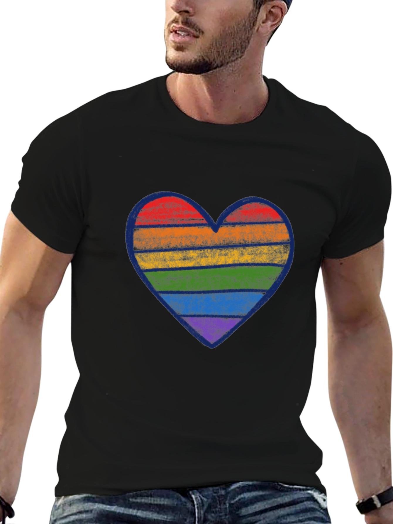 Rainbow Heart Graphic Tee - Pride Month