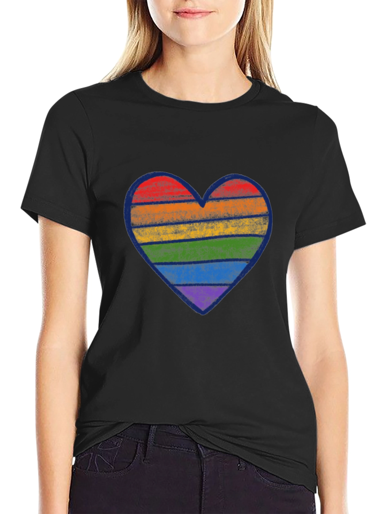 Rainbow Heart Graphic Tee - Pride Month