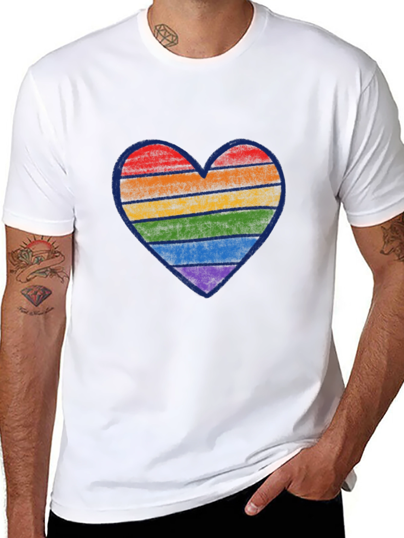 Rainbow Heart Graphic Tee - Pride Month