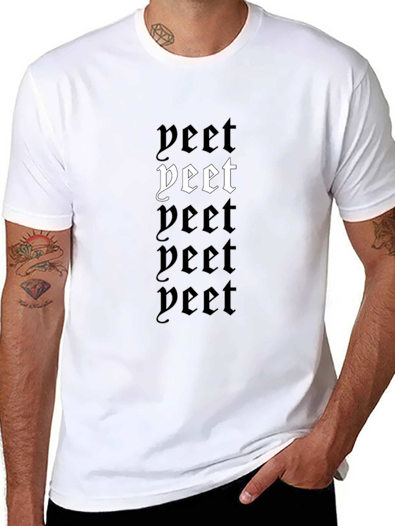 Yeet Gothic Print Black T-Shirt