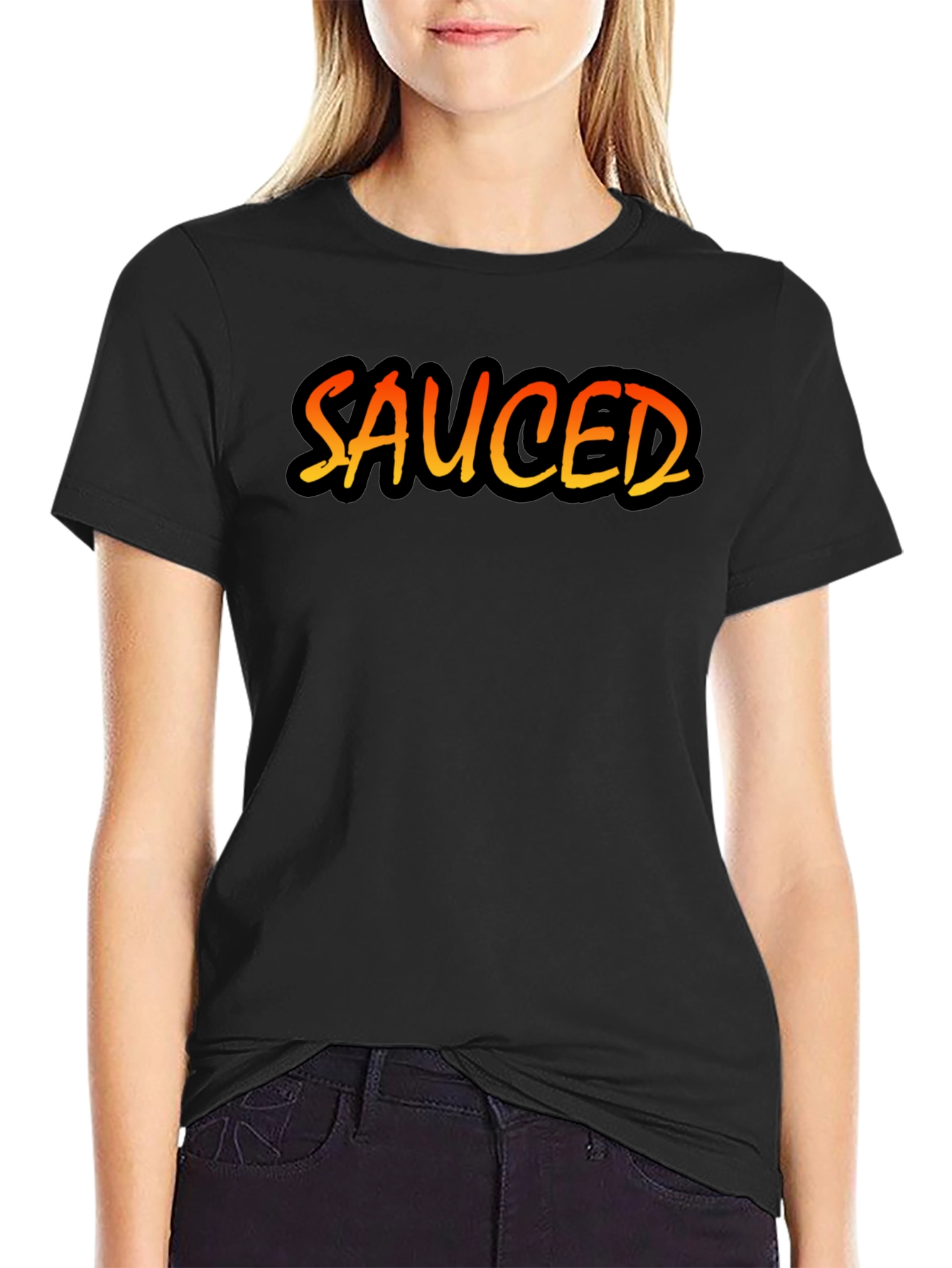 Sauced Graphic Tee - Black Cotton Blend T-Shirt