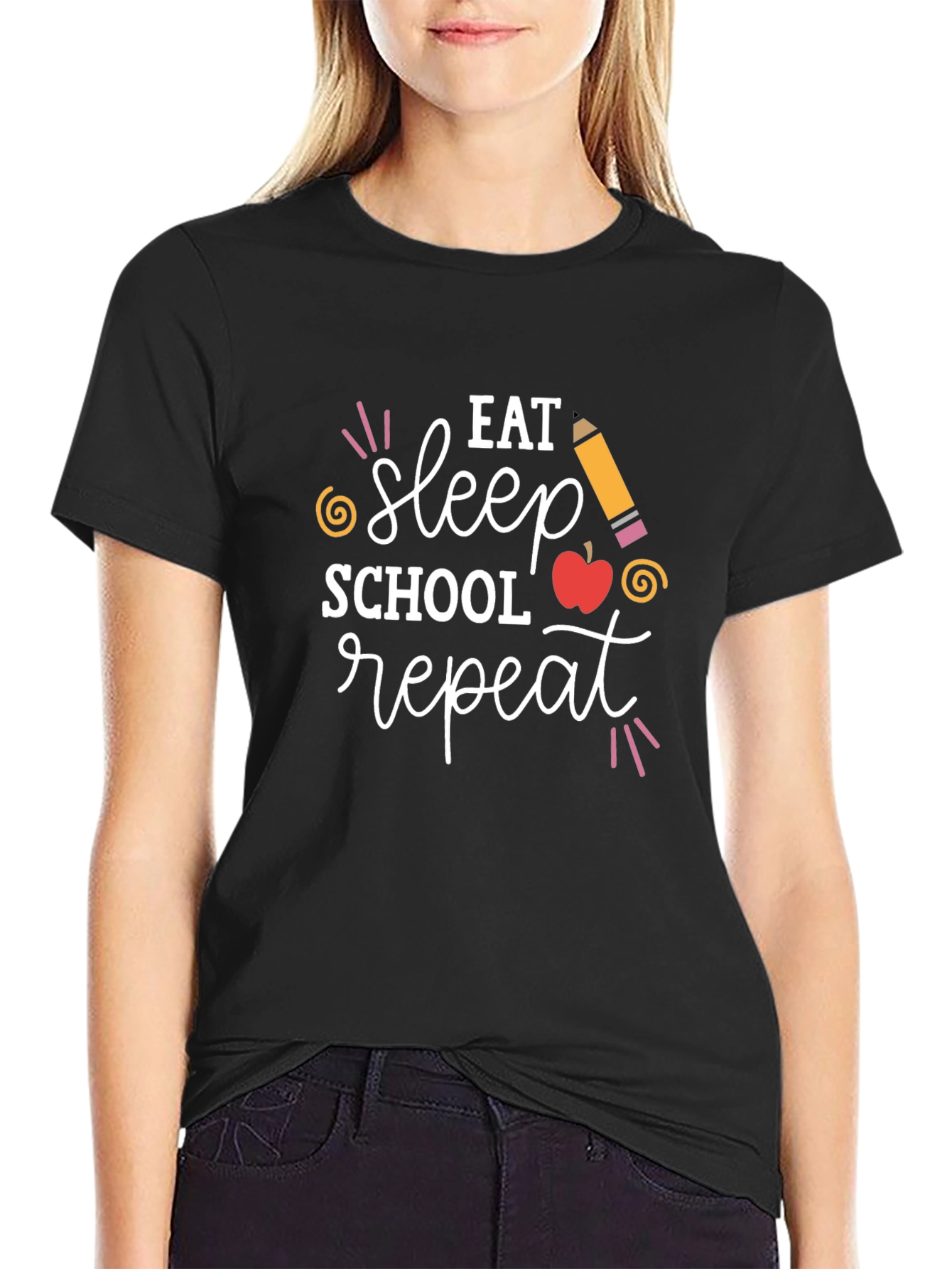 Eat Sleep School Repeat Graphic Tee