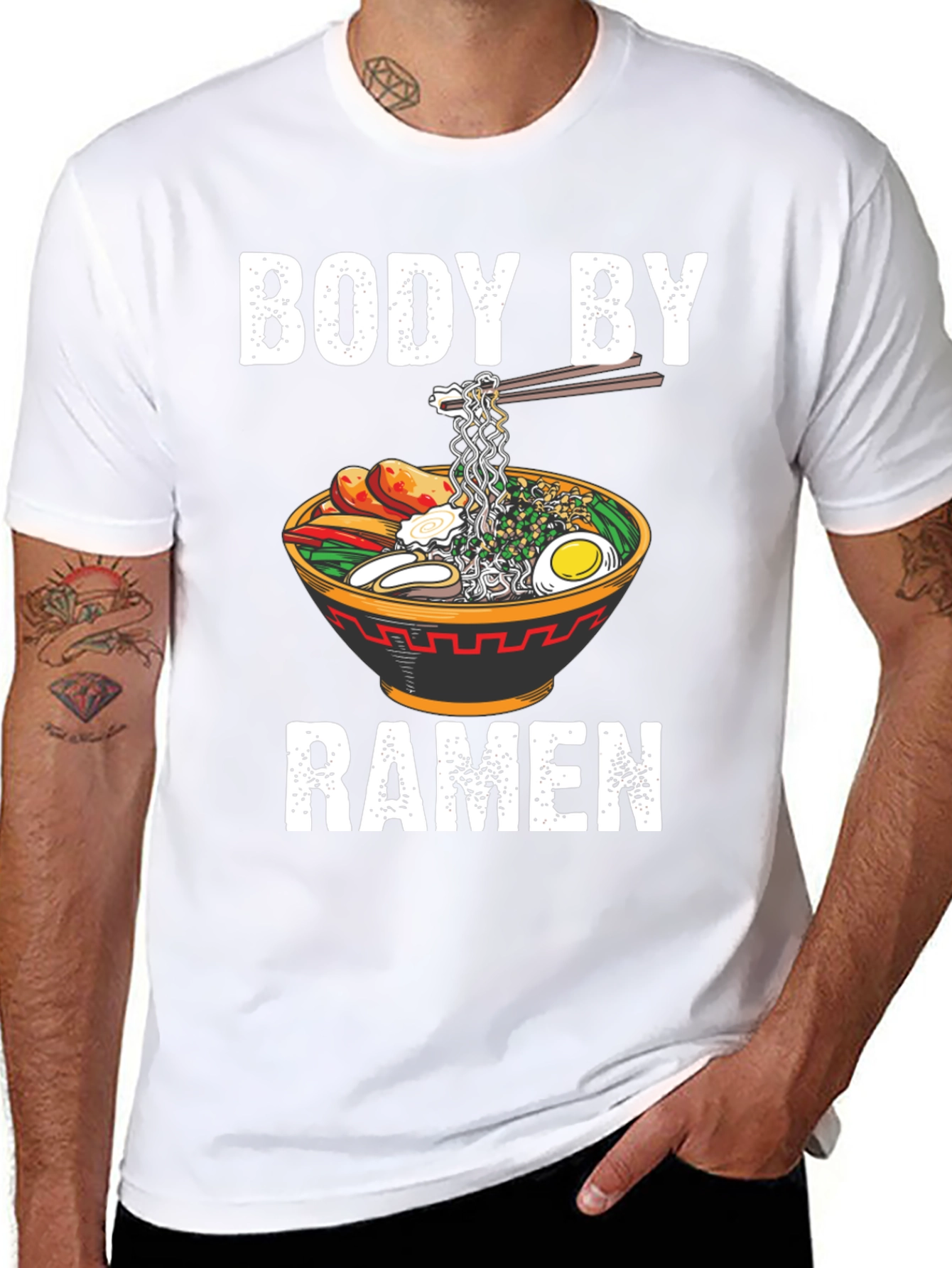 Body By Ramen T-Shirt Funny Noodle Bowl Tee