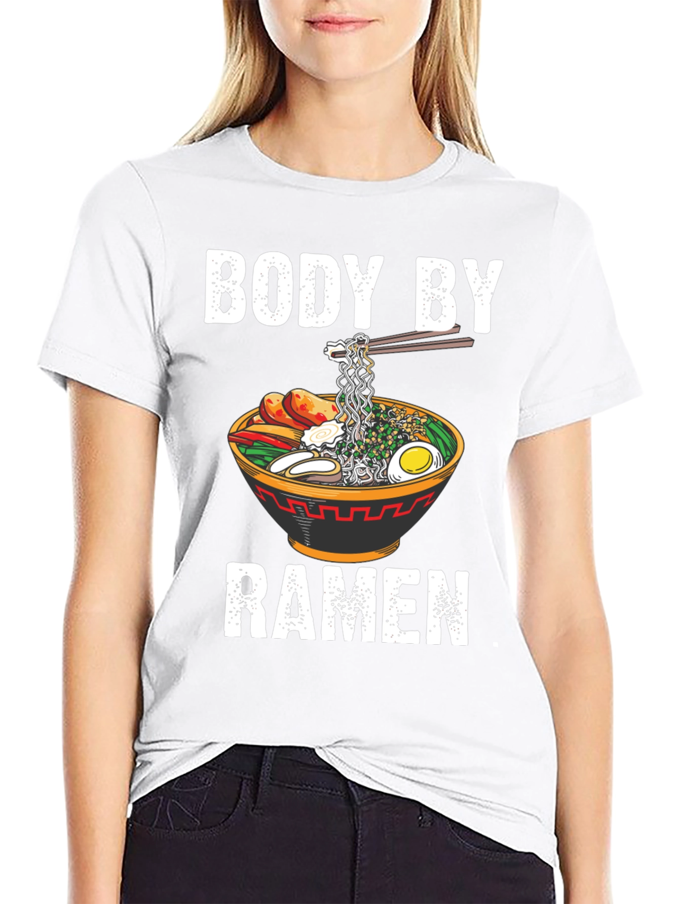 Body By Ramen T-Shirt Funny Noodle Bowl Tee