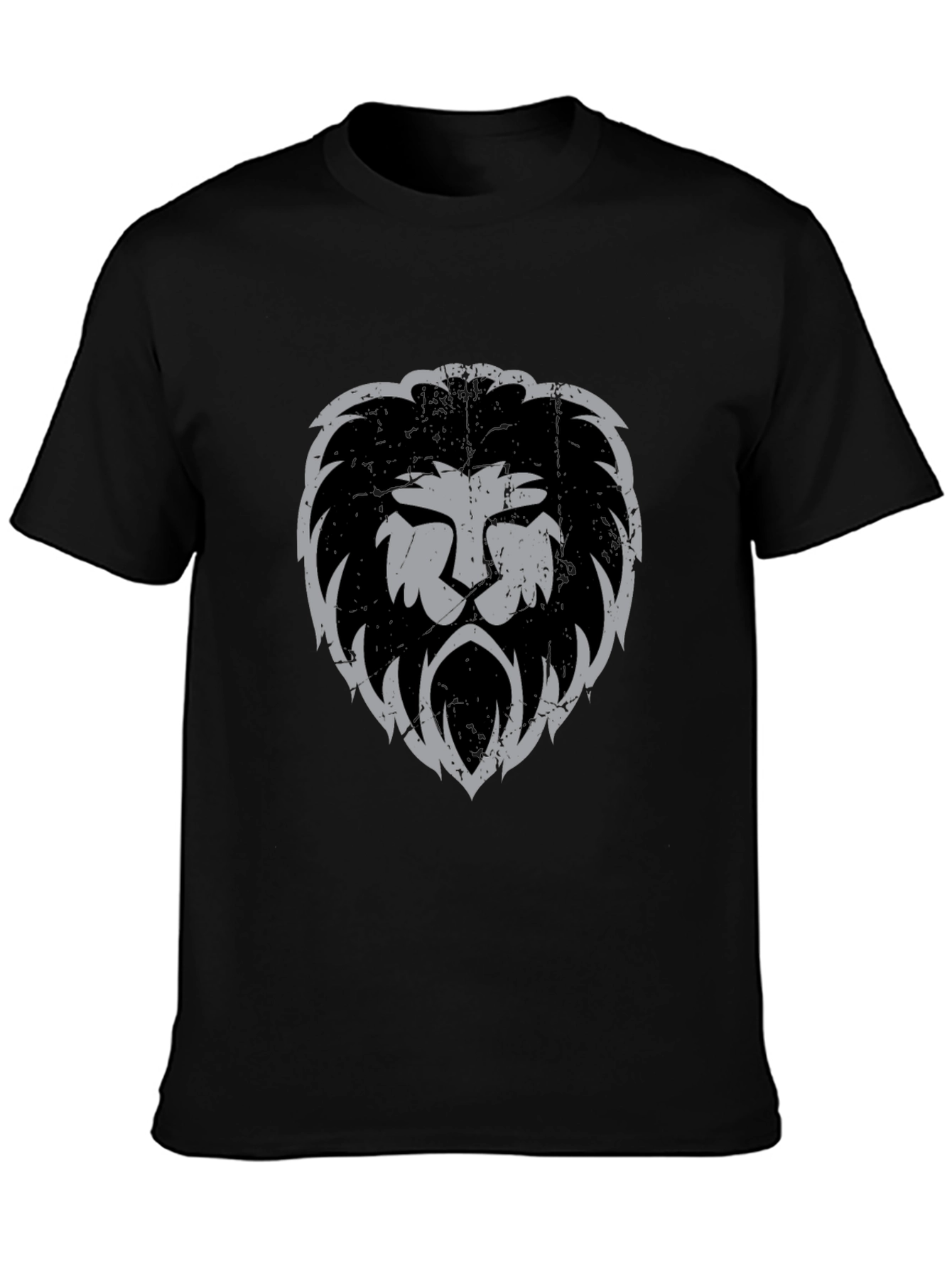 Lion Head Graphic Print Black T-Shirt