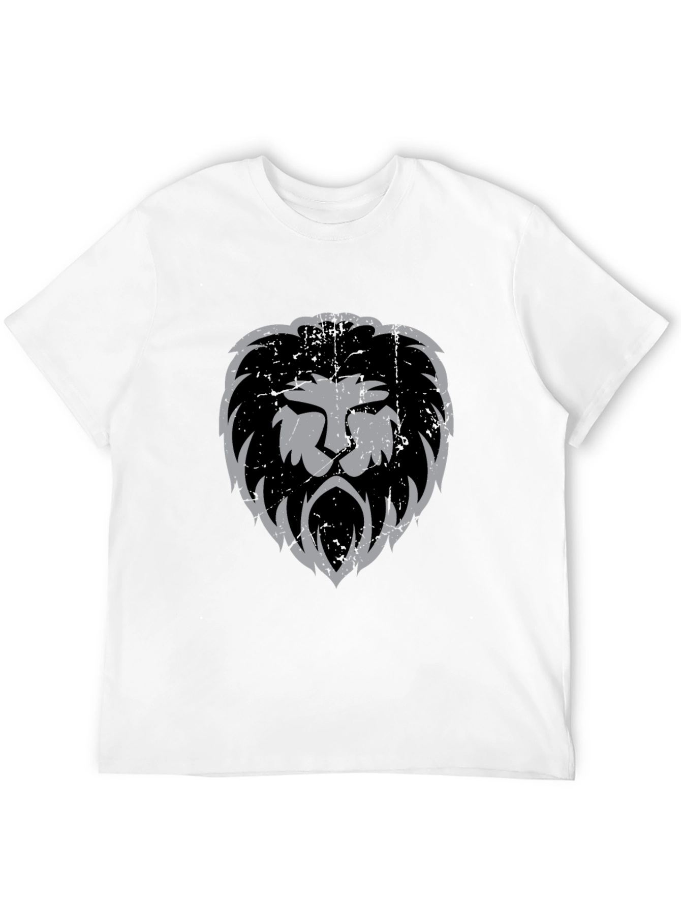 Lion Head Graphic Print Black T-Shirt
