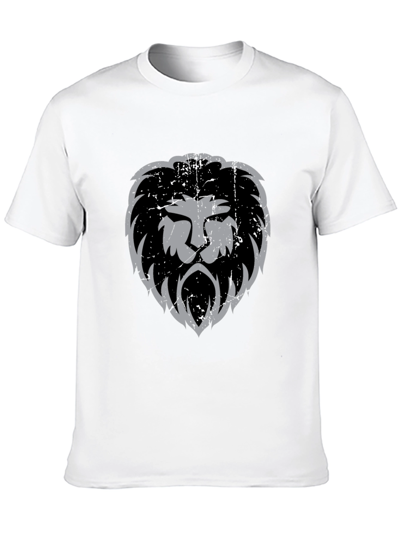 Lion Head Graphic Print Black T-Shirt