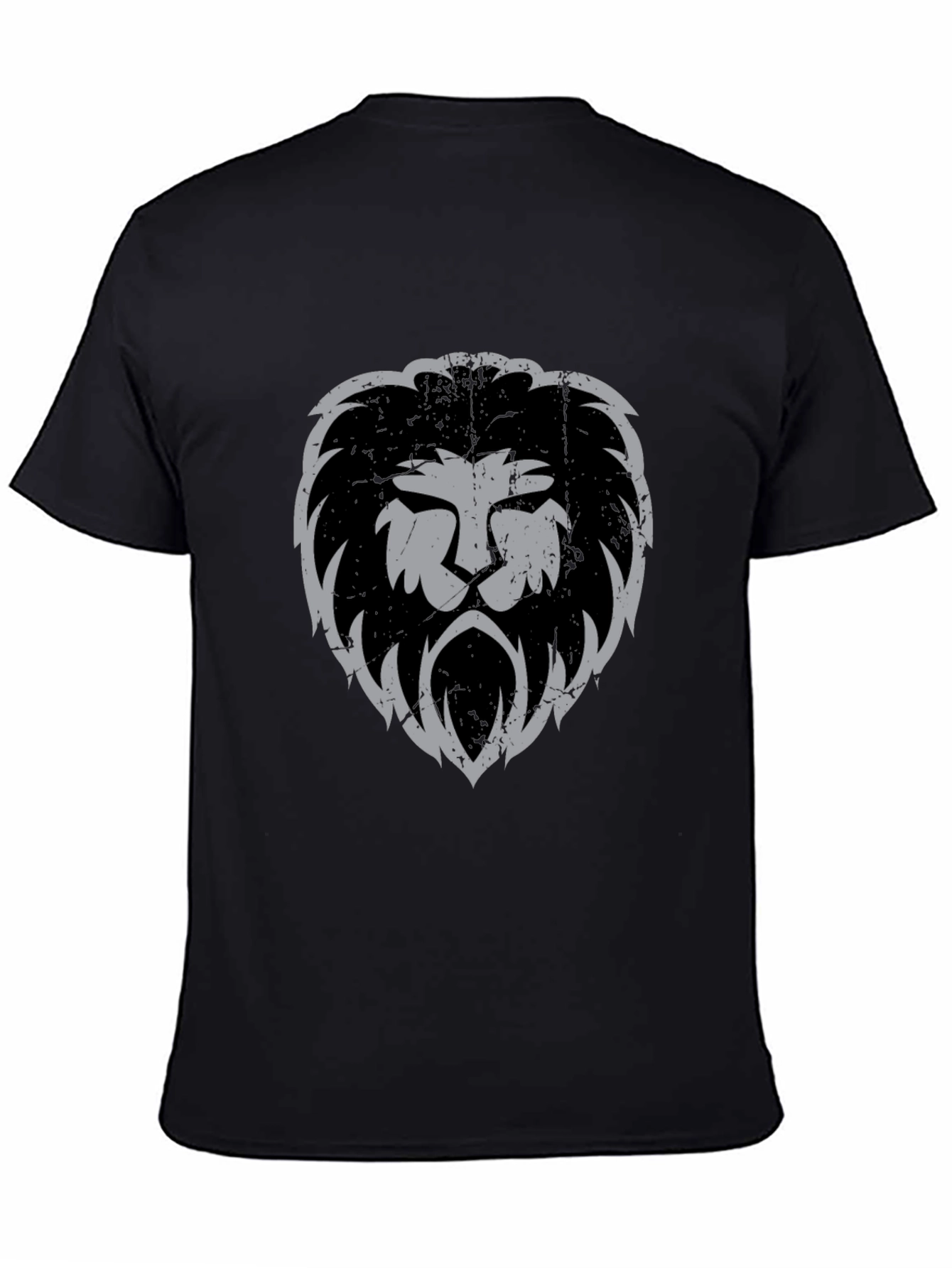 Lion Head Graphic Print Black T-Shirt