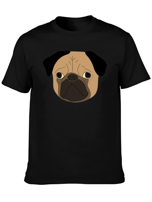 Pug Dog Face Graphic Black T-Shirt
