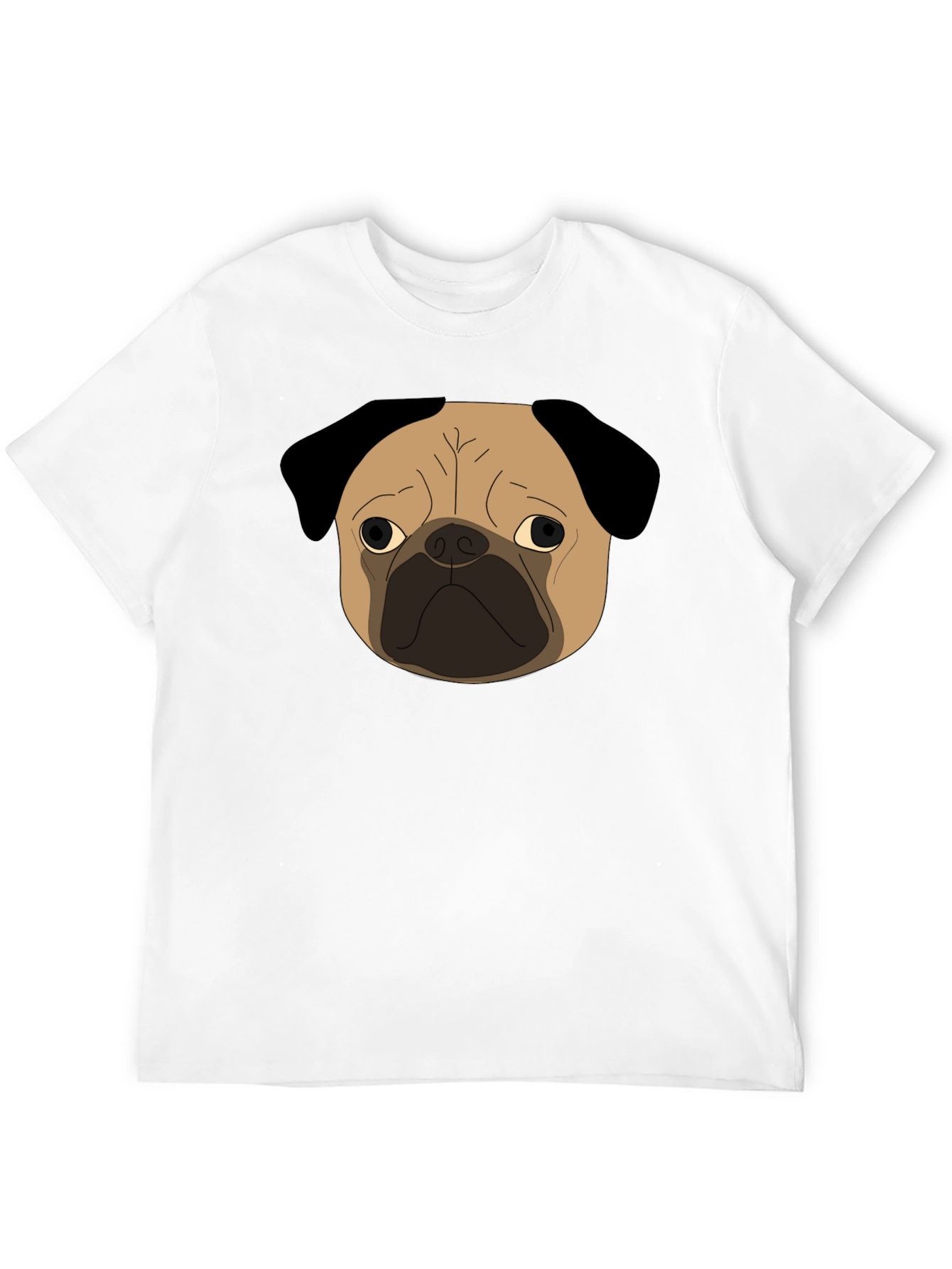Pug Dog Face Graphic Black T-Shirt