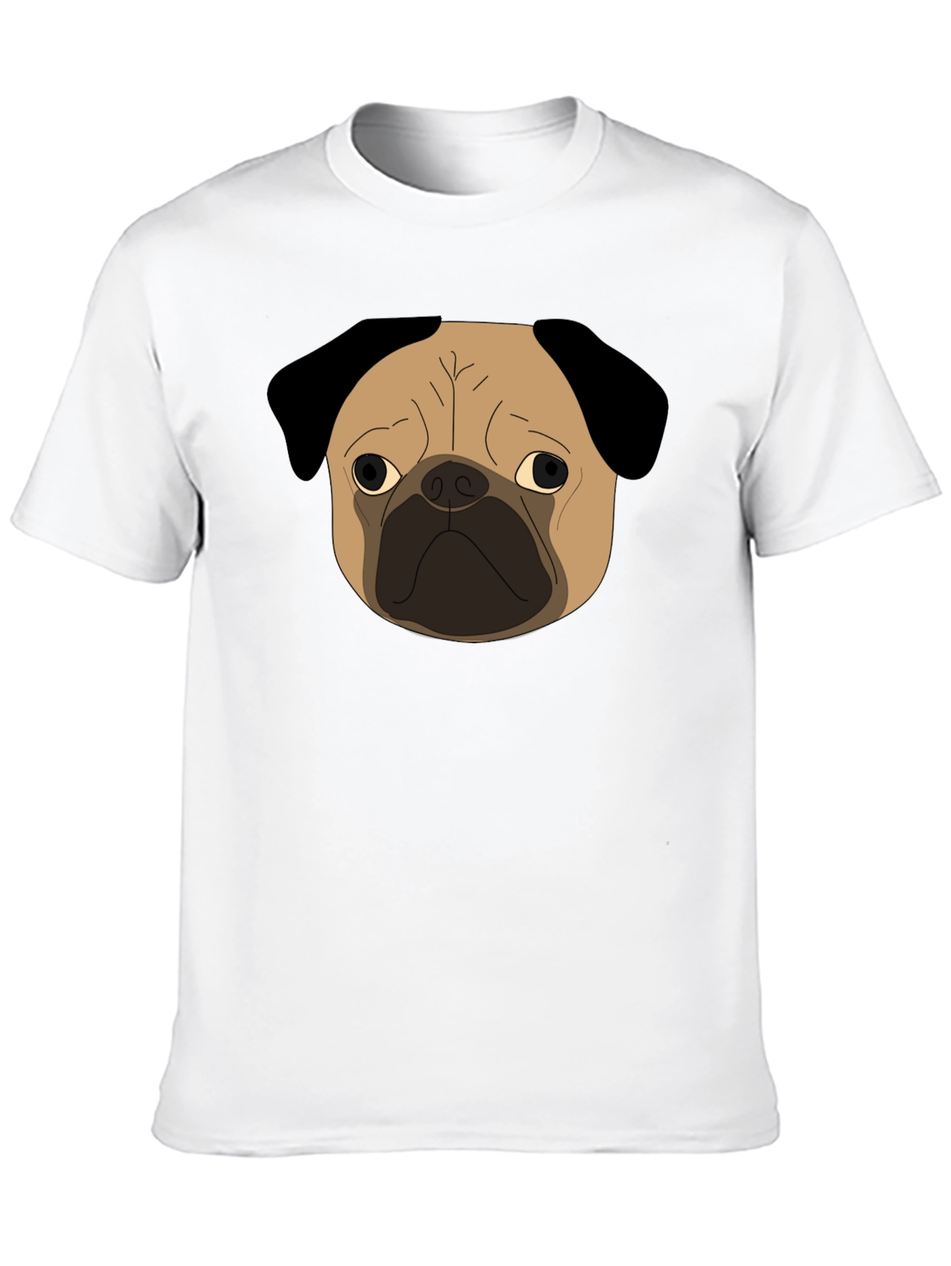 Pug Dog Face Graphic Black T-Shirt