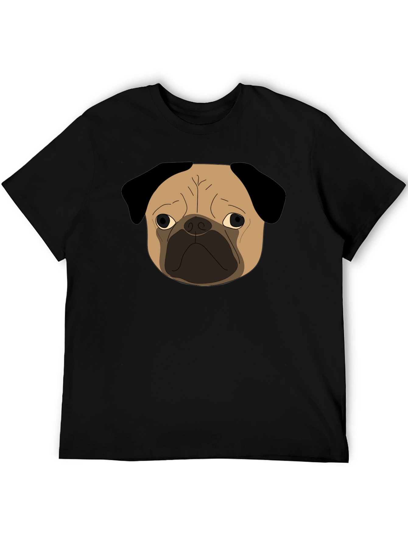 Pug Dog Face Graphic Black T-Shirt