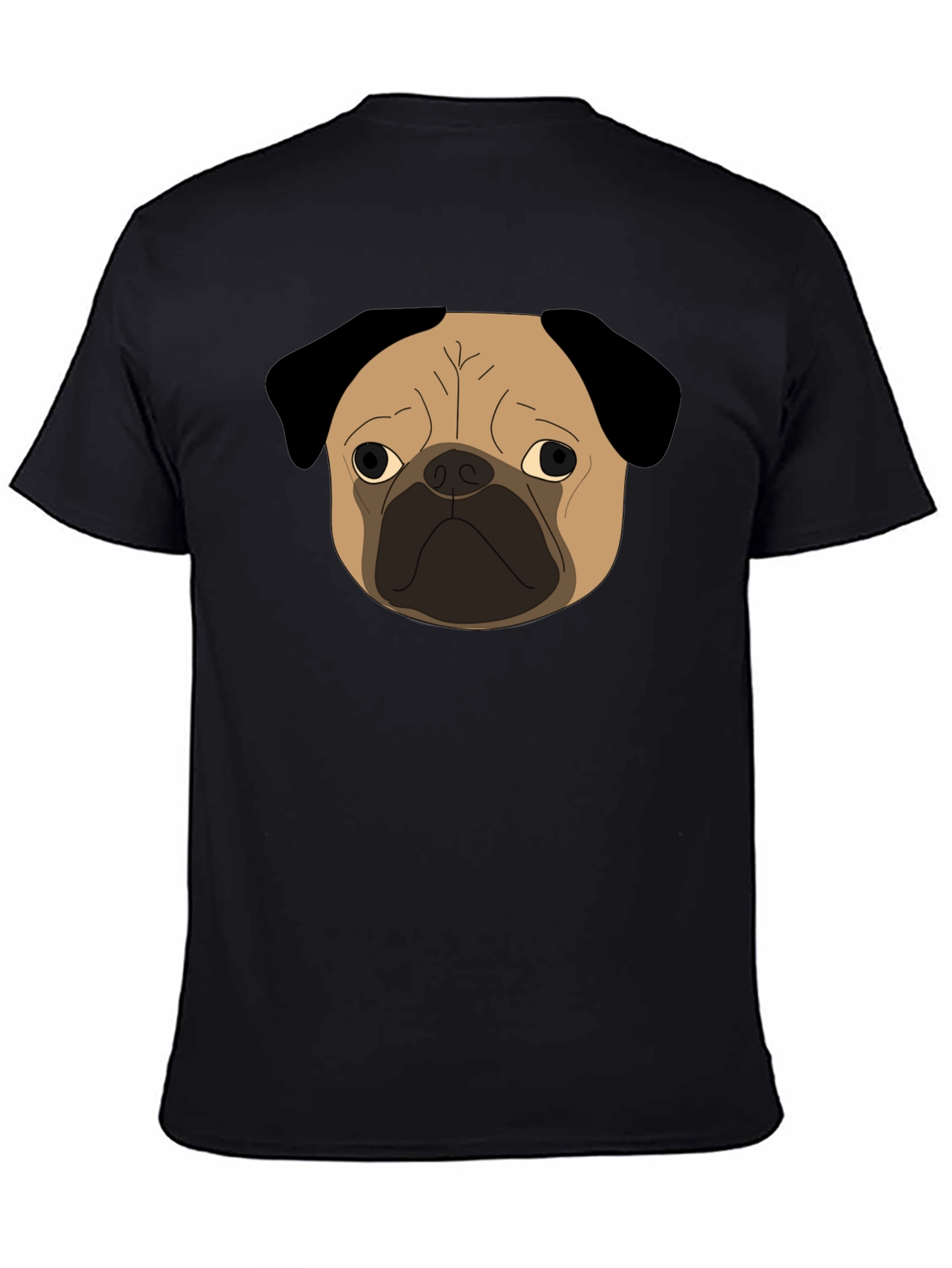 Pug Dog Face Graphic Black T-Shirt