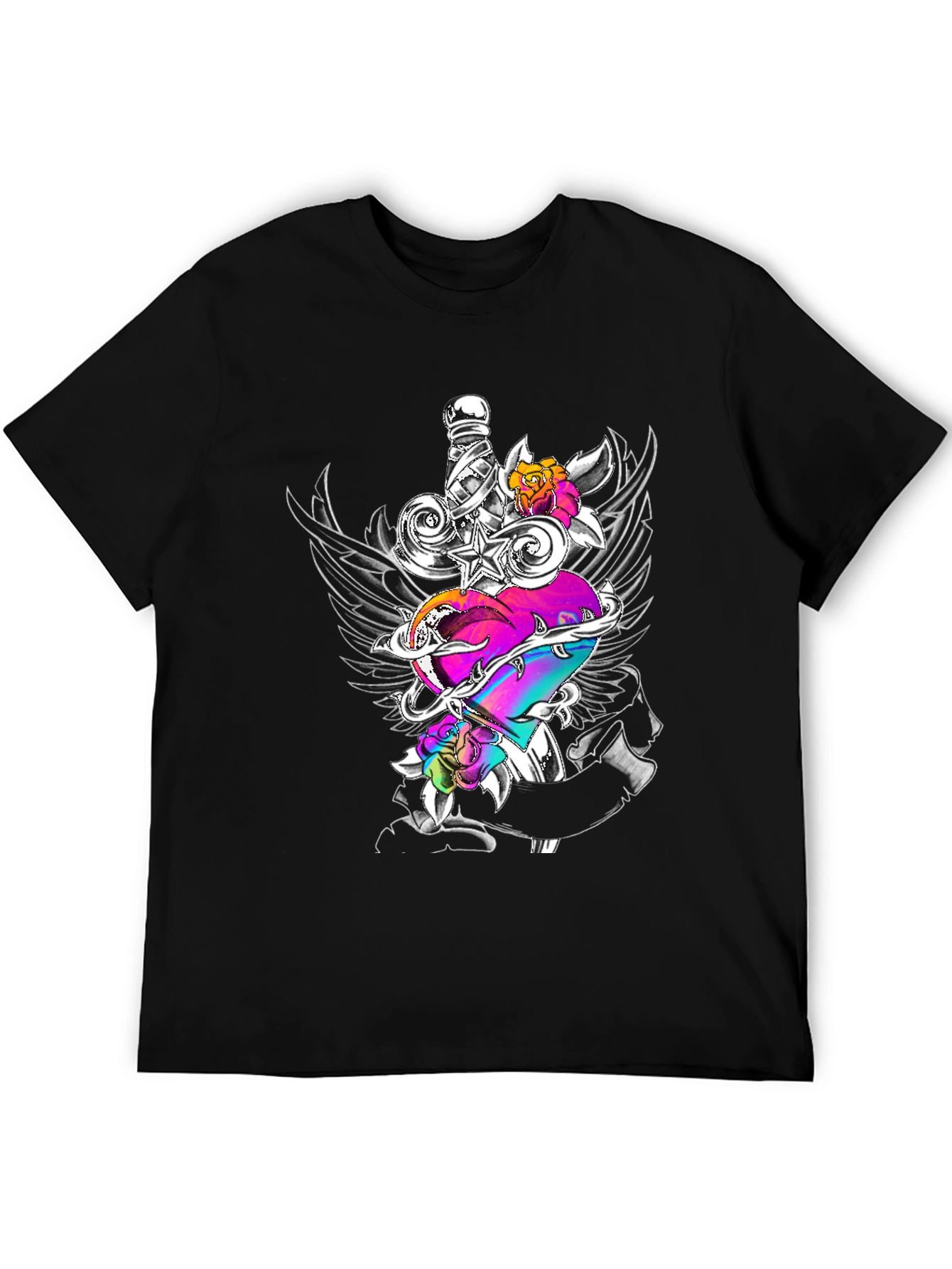 Heart & Sword Graphic Black Tee