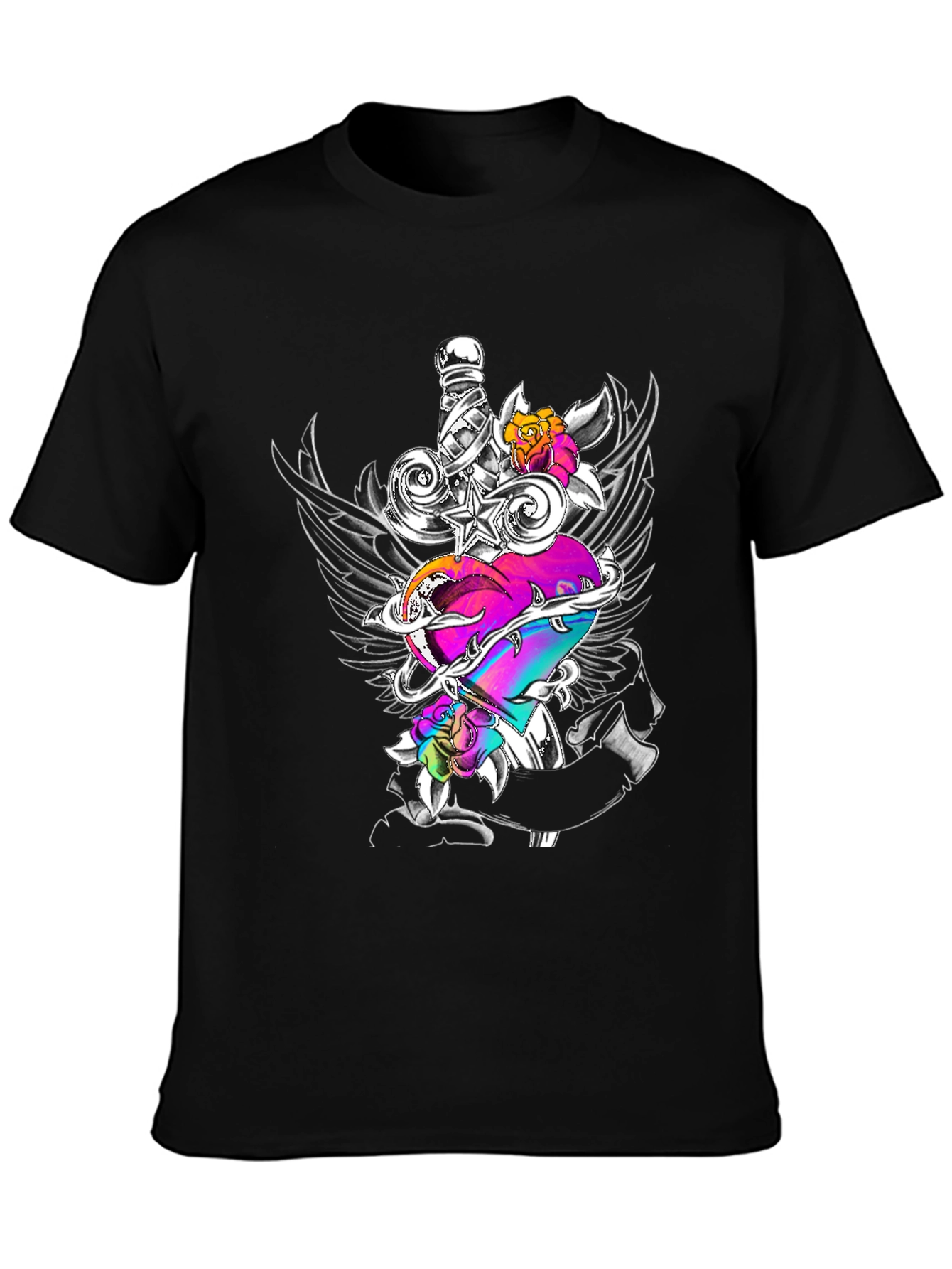 Heart & Sword Graphic Black Tee
