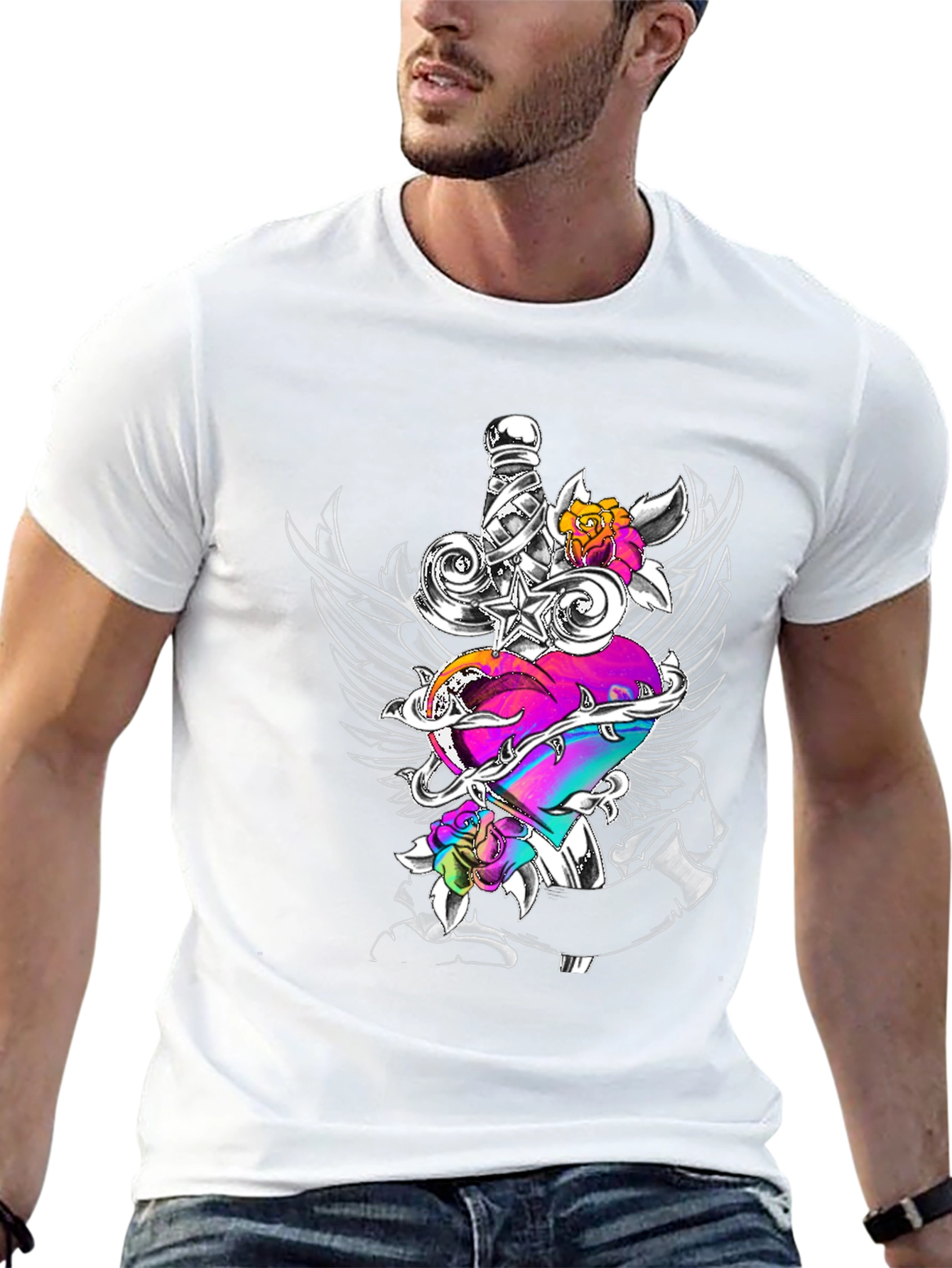 Heart & Sword Graphic Black Tee