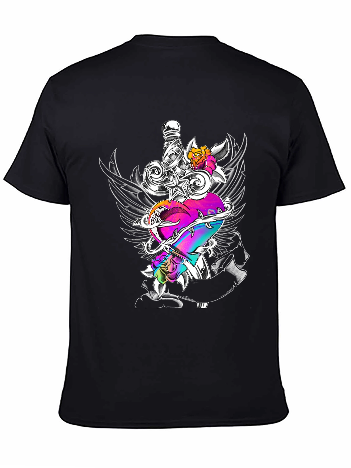 Heart & Sword Graphic Black Tee