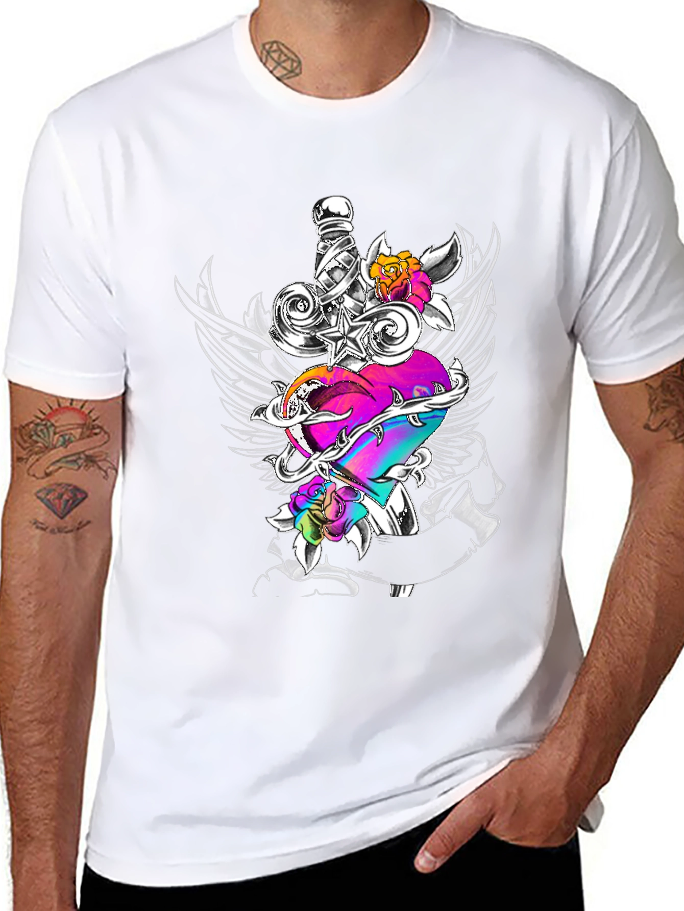 Heart & Sword Graphic Black Tee