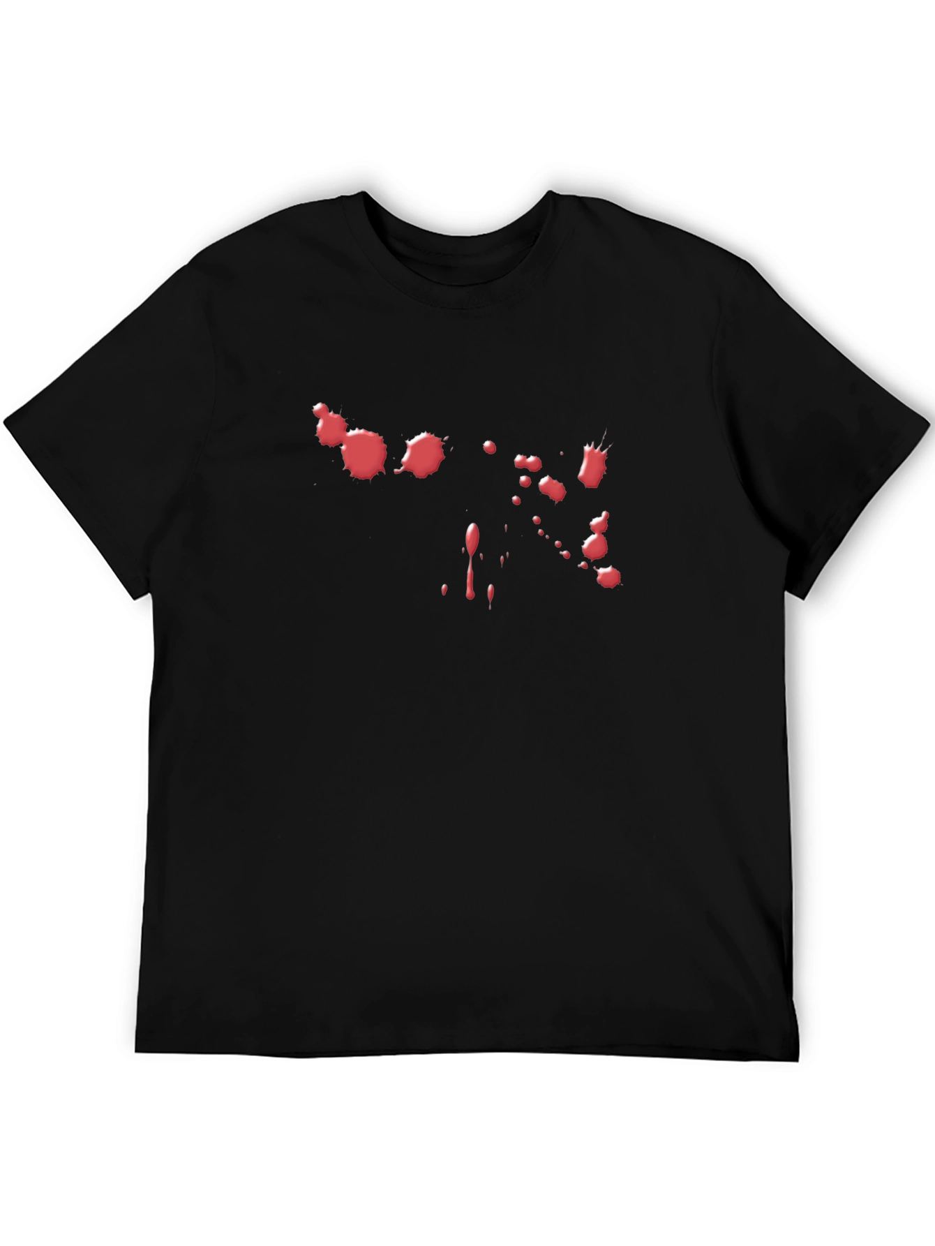 Black T-Shirt with Red Paint Splatter Design