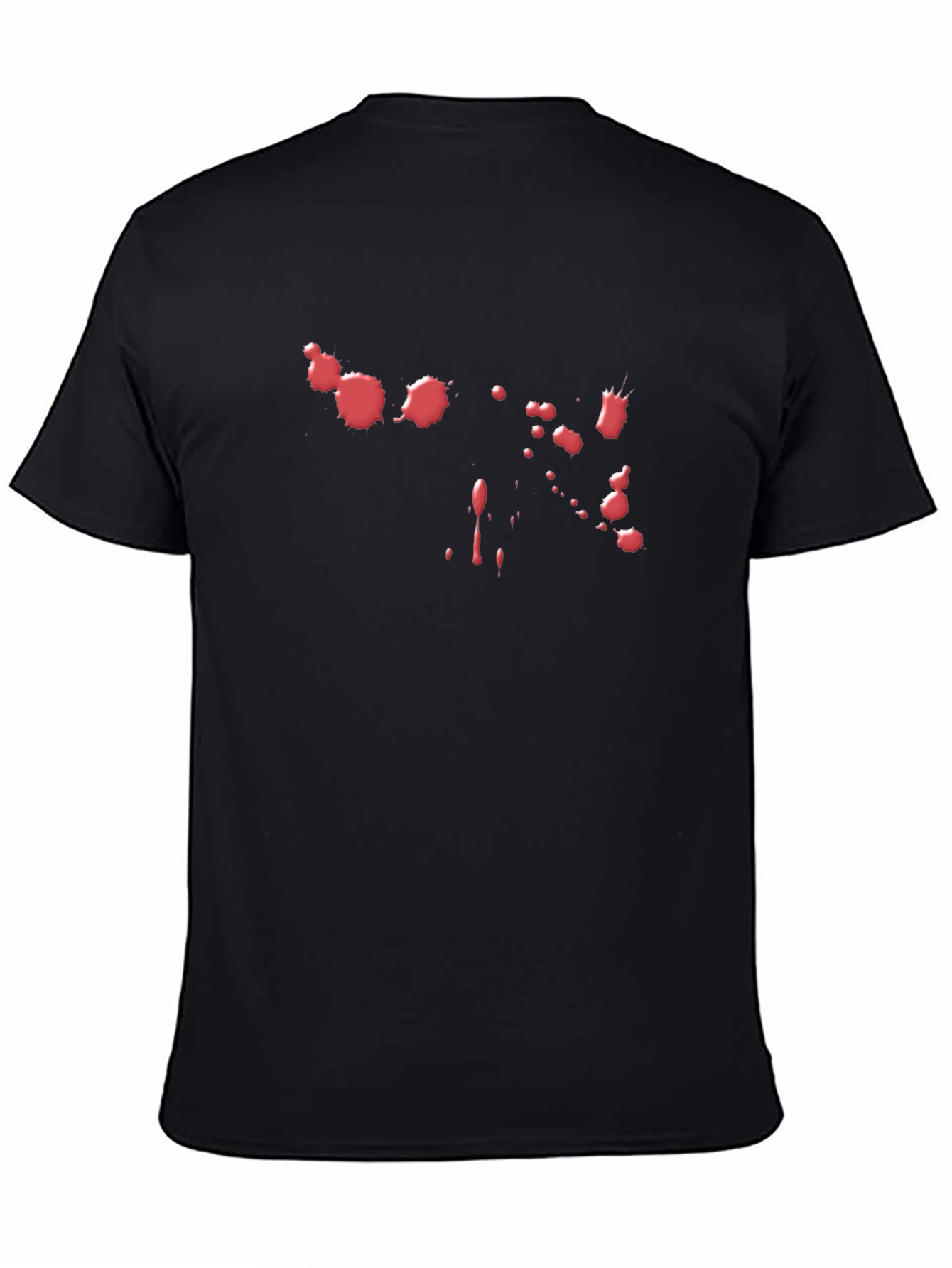 Black T-Shirt with Red Paint Splatter Design
