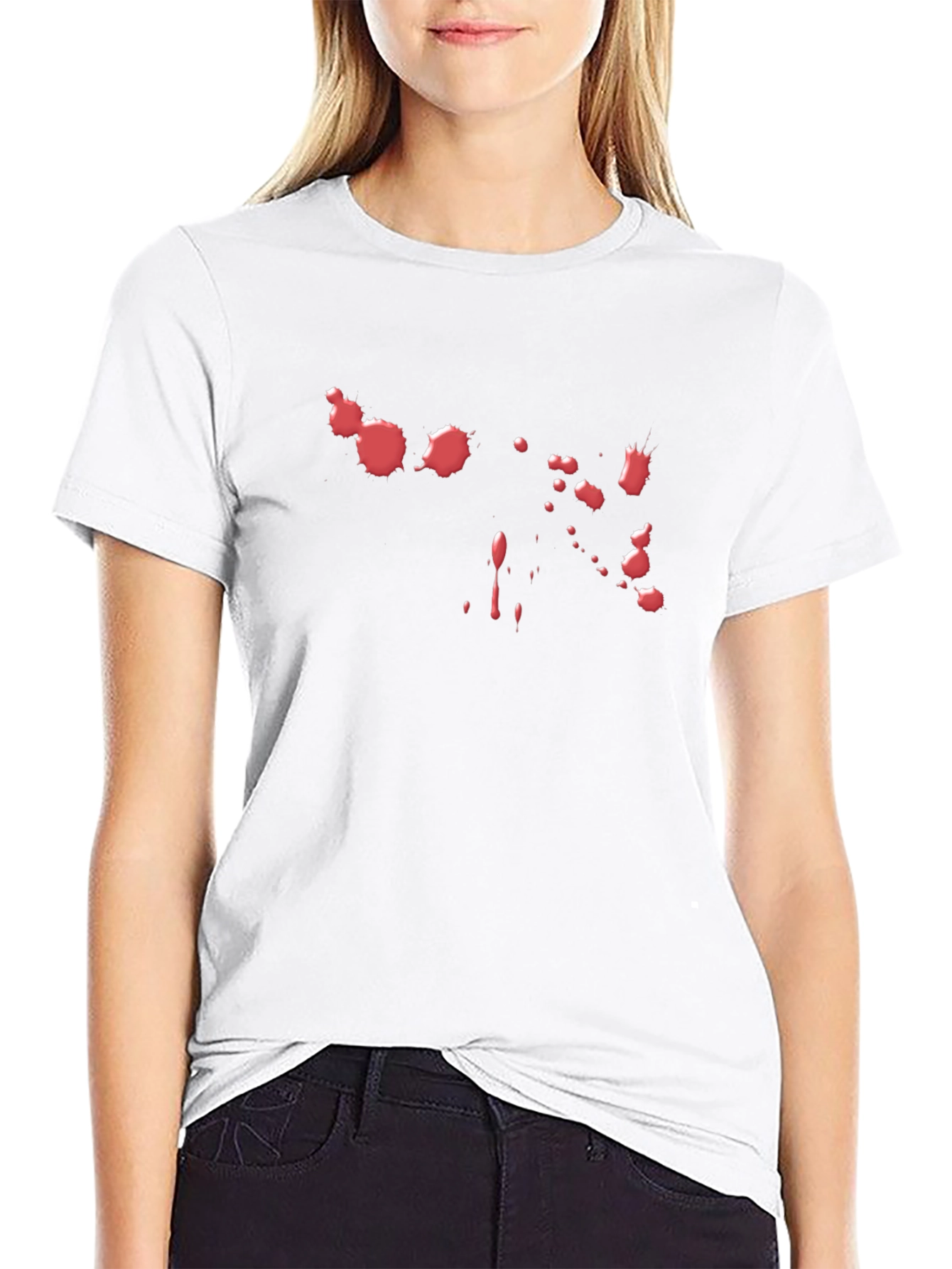 Black T-Shirt with Red Paint Splatter Design