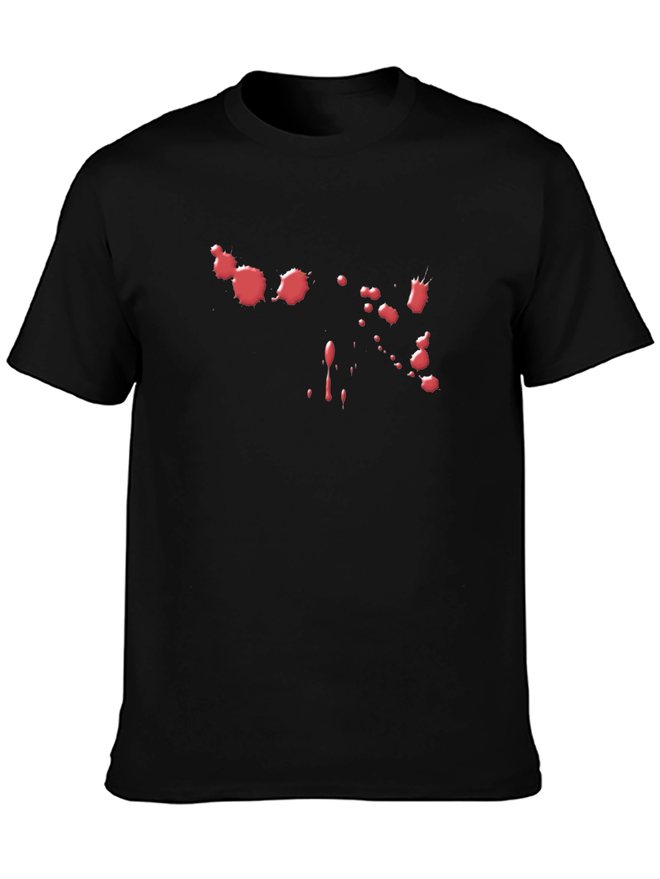 Black T-Shirt with Red Paint Splatter Design