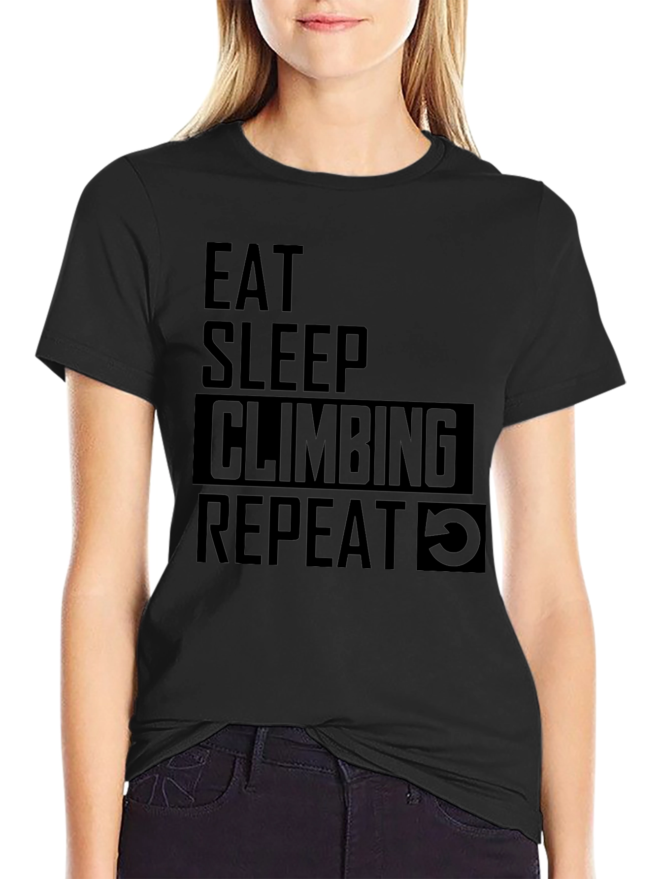 Eat Sleep Climbing Repeat Black T-Shirt
