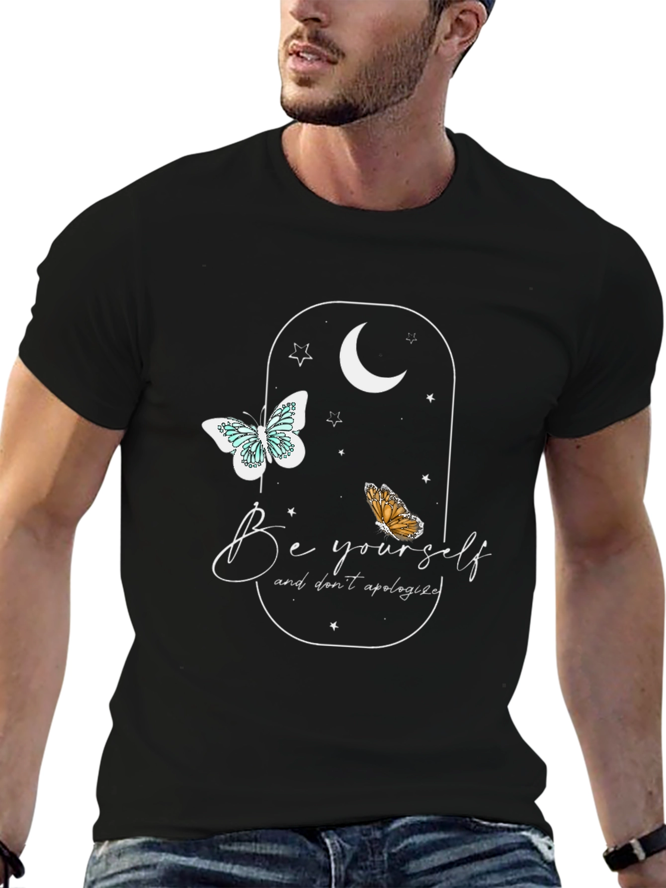 Be Yourself Butterfly Graphic Tee - Soft Black Shirt