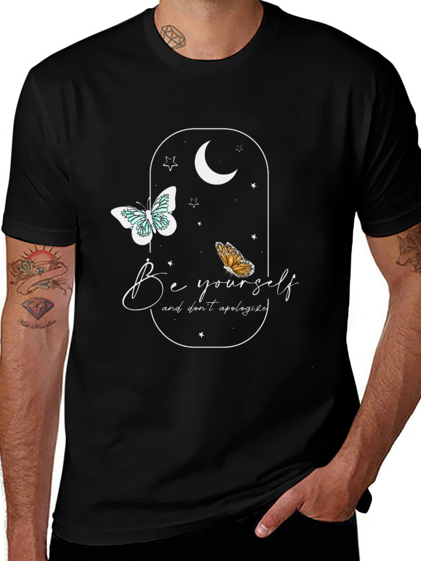 Be Yourself Butterfly Graphic Tee - Soft Black Shirt