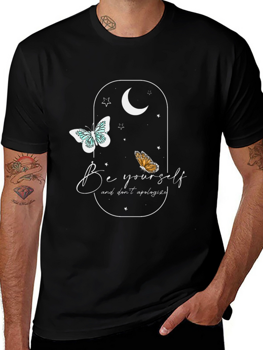 Be Yourself Butterfly Graphic Tee - Soft Black Shirt