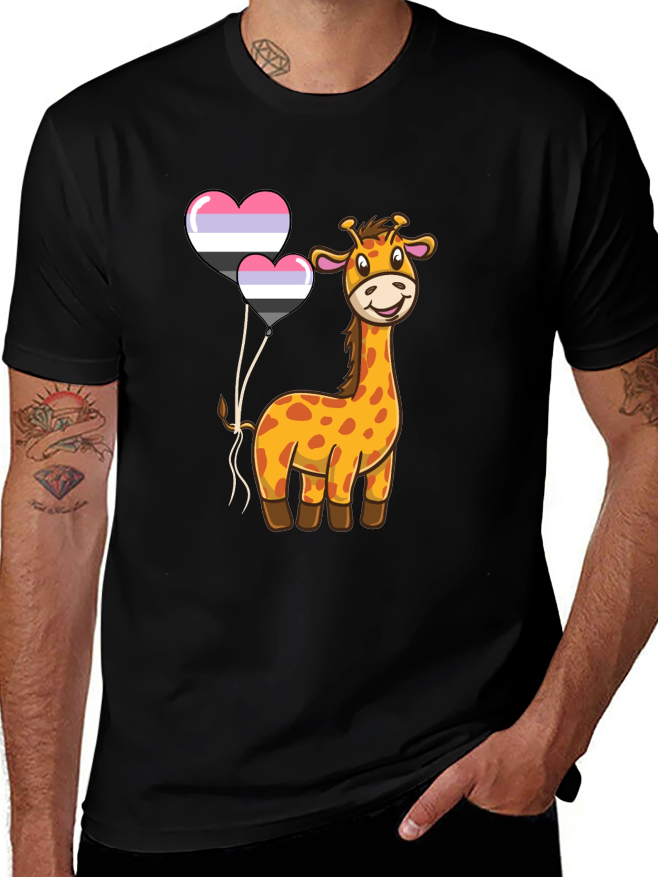 Giraffe & Balloons Graphic Tee - Casual Comfort