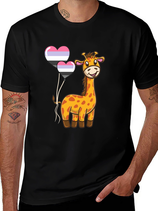 Giraffe & Balloons Graphic Tee - Casual Comfort