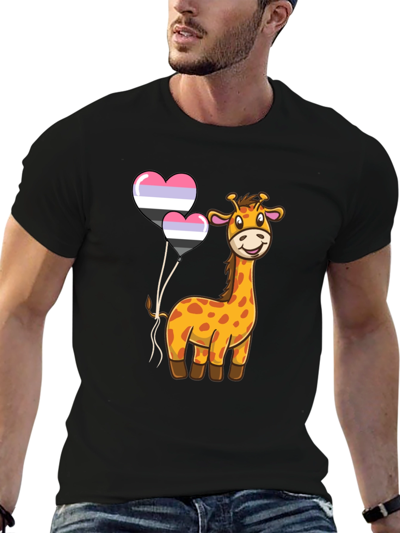 Giraffe & Balloons Graphic Tee - Casual Comfort