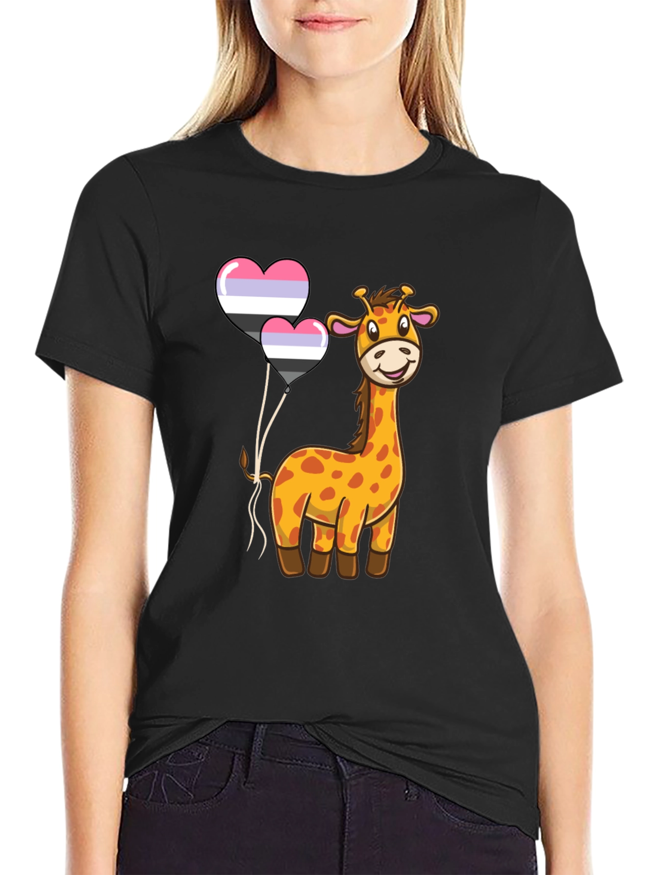 Giraffe & Balloons Graphic Tee - Casual Comfort