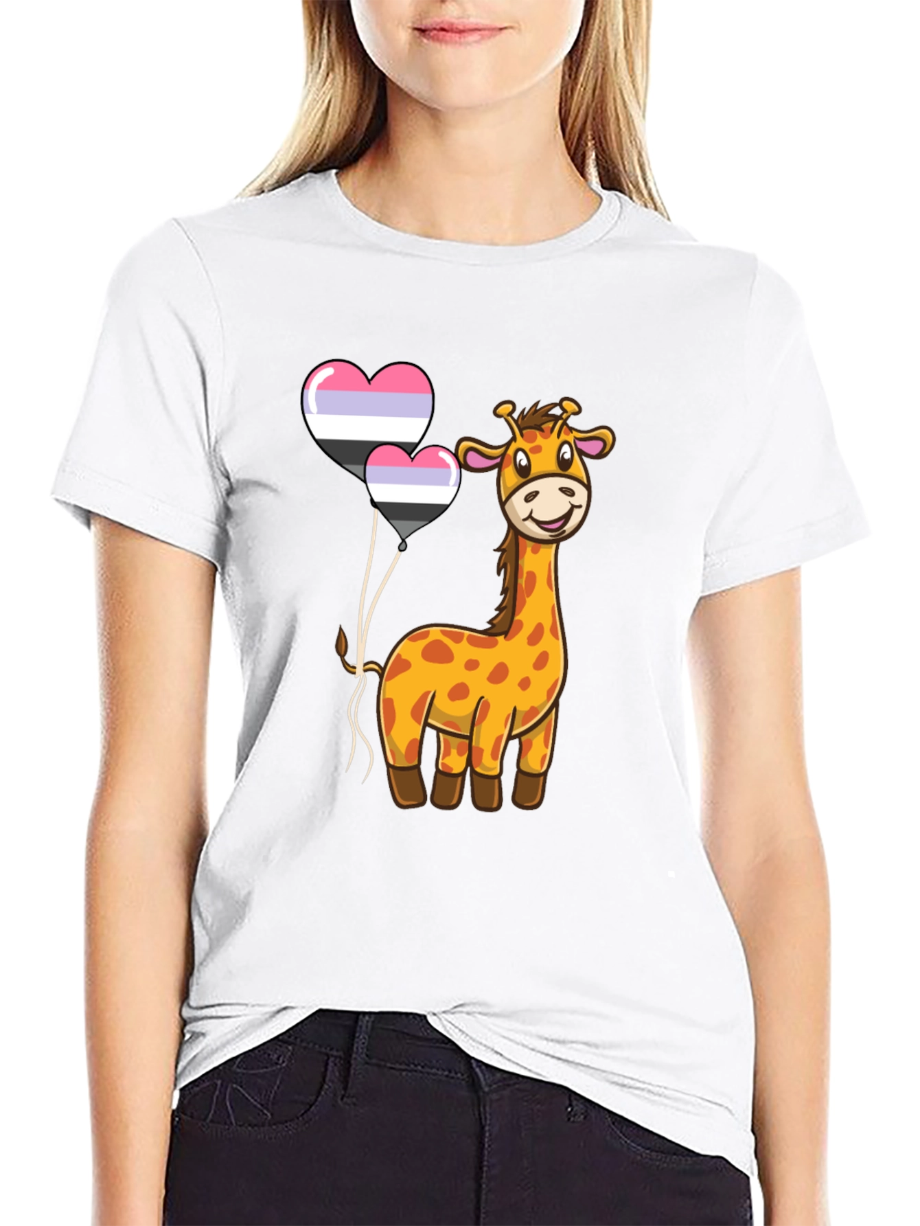 Giraffe & Balloons Graphic Tee - Casual Comfort